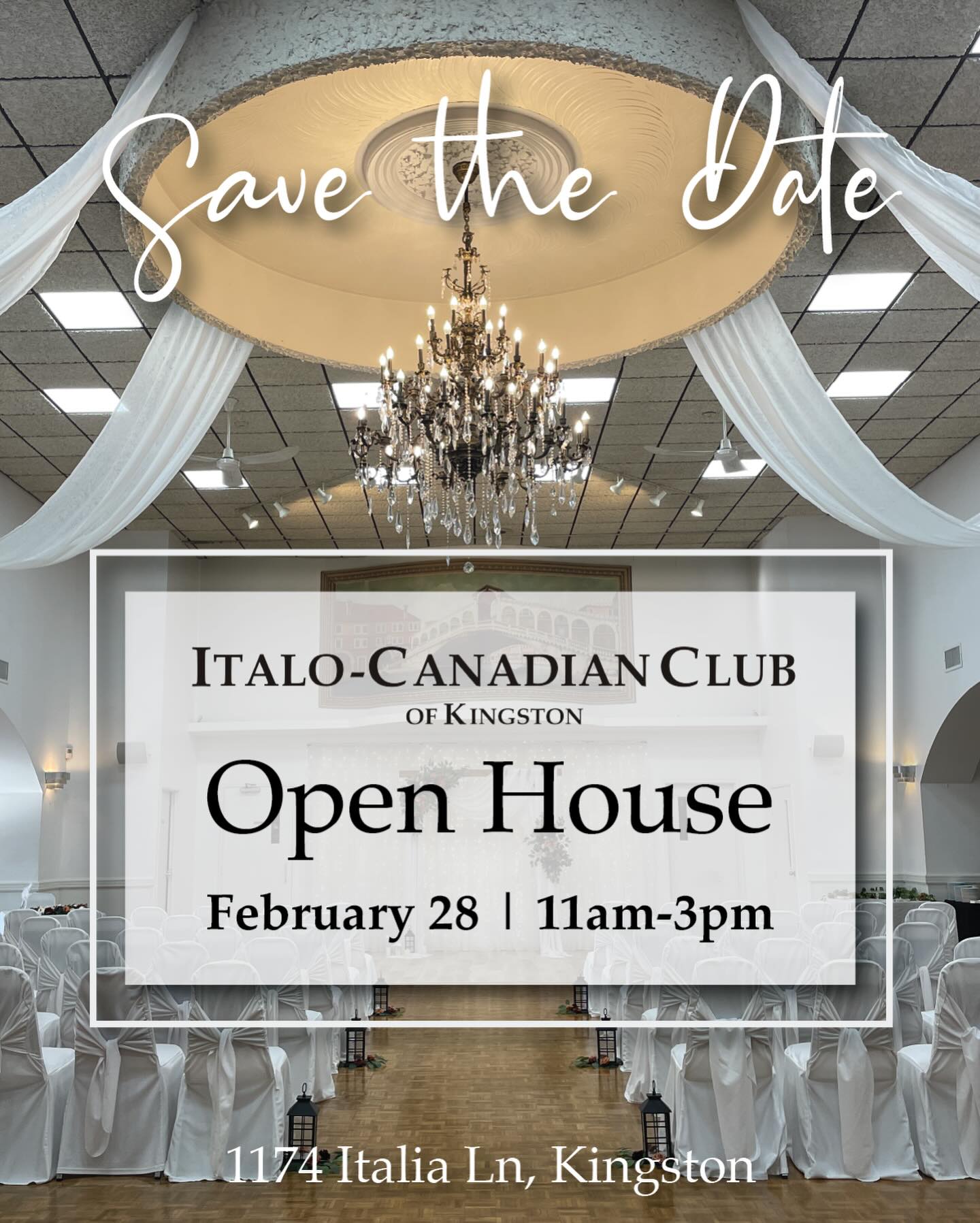🗓️ Save the Date!
Our annual Open House is happening Saturday, February 28 from 11–3pm at 1174 Italia Lane, Kingston!
Join us to explore our venue, meet some of our preferred vendors, pick up freezer food, and learn more about ICC membership.
More details coming soon!
#OpenHouse #KingstonEvents #KingstonOntario #CommunityEvent #EventVenue #SaveTheDate
