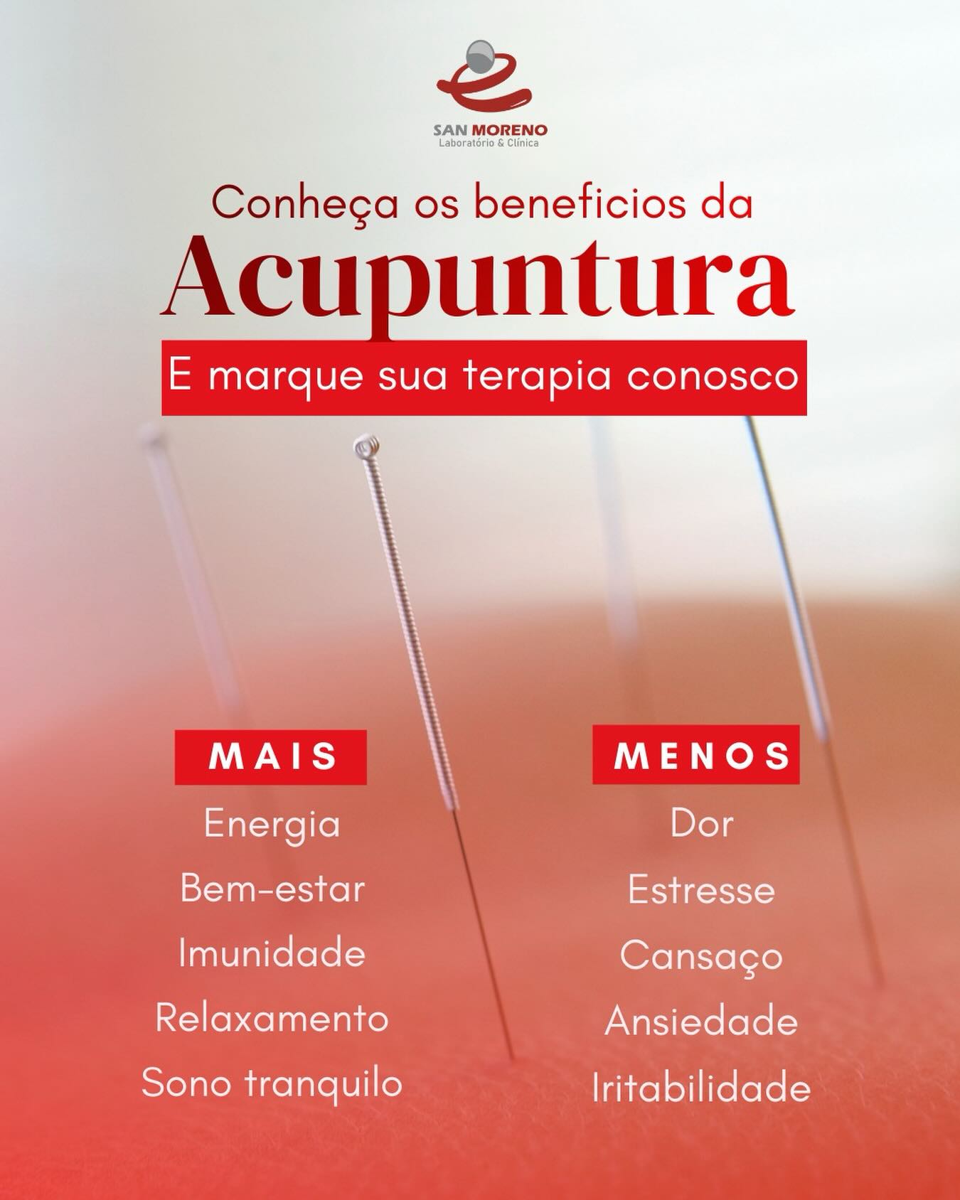 ✨ Benefícios da Acupuntura ✨
🌿 Alívio de dores físicas e emocionais
🌿 Redução do estresse e da ansiedade
🌿 Melhora do sono e da qualidade de vida
🌿 Equilíbrio do corpo e da mente
🌿 Tratamento natural e eficaz
Cuide da sua saúde de forma integral e natural! 💆♂️💆♀️
📅 Agende sua sessão conosco
📞 Central: (91) 3014-2204
📲 WhatsApp: (91) 98587-9184
✨ Seu bem-estar começa aqui! ✨