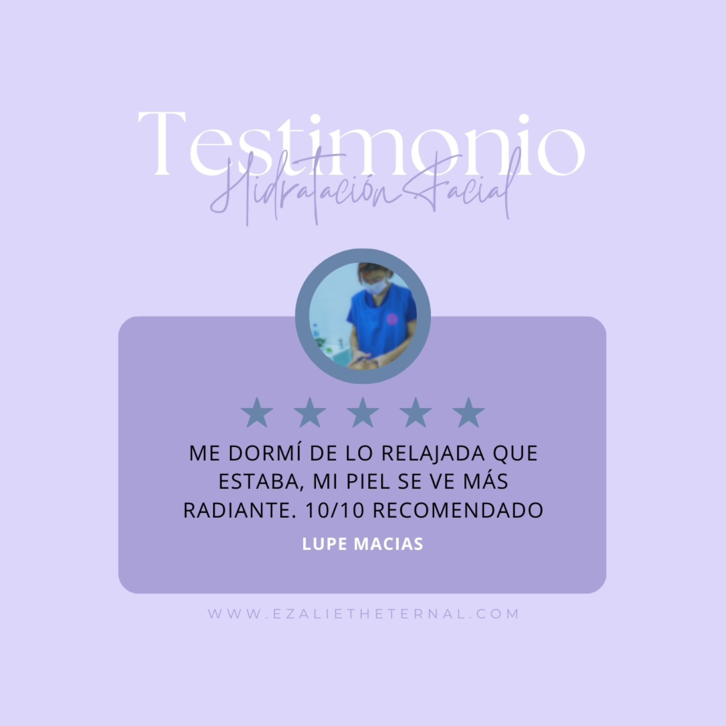 Sábado de: compartir experiencias 💌
────
Agradecemos sus testimonios sobre
nuestros servicios
────
.
.
.
.
#ezalietheternal #testimonio #clientefeliz #spadomicilio #sabadofeliz #cuidadofacial #hidratacionfacial