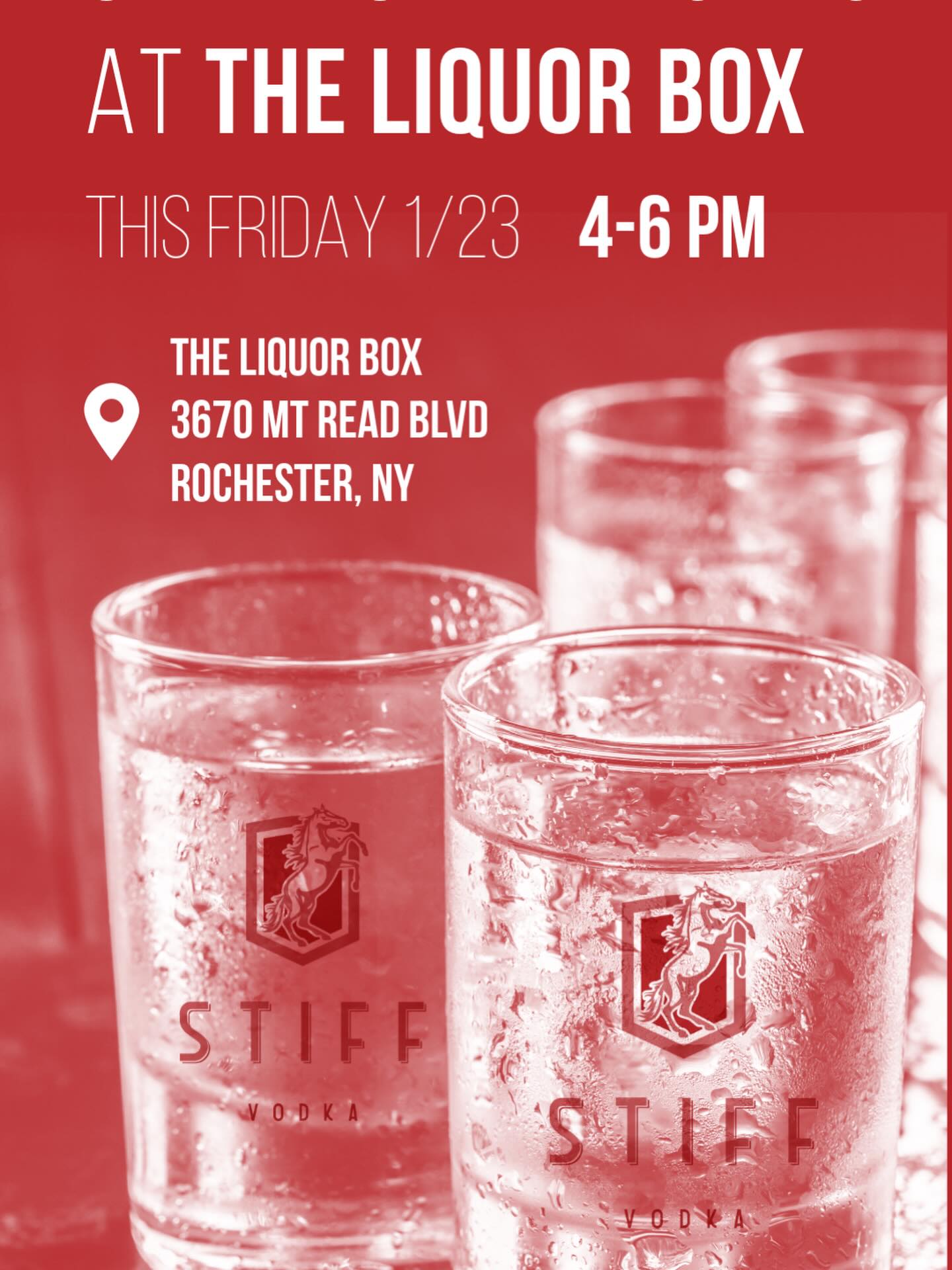 Sip, sample, and get a little STIFF 🥃
Join us for a STIFF Vodka tasting at The Liquor Box this Friday from 4–6 PM. Stop by, try it neat, and see what all the hype is about.
#STIFFVodka #VodkaTasting #RochesterNY #SupportLocal #DrinkLocal