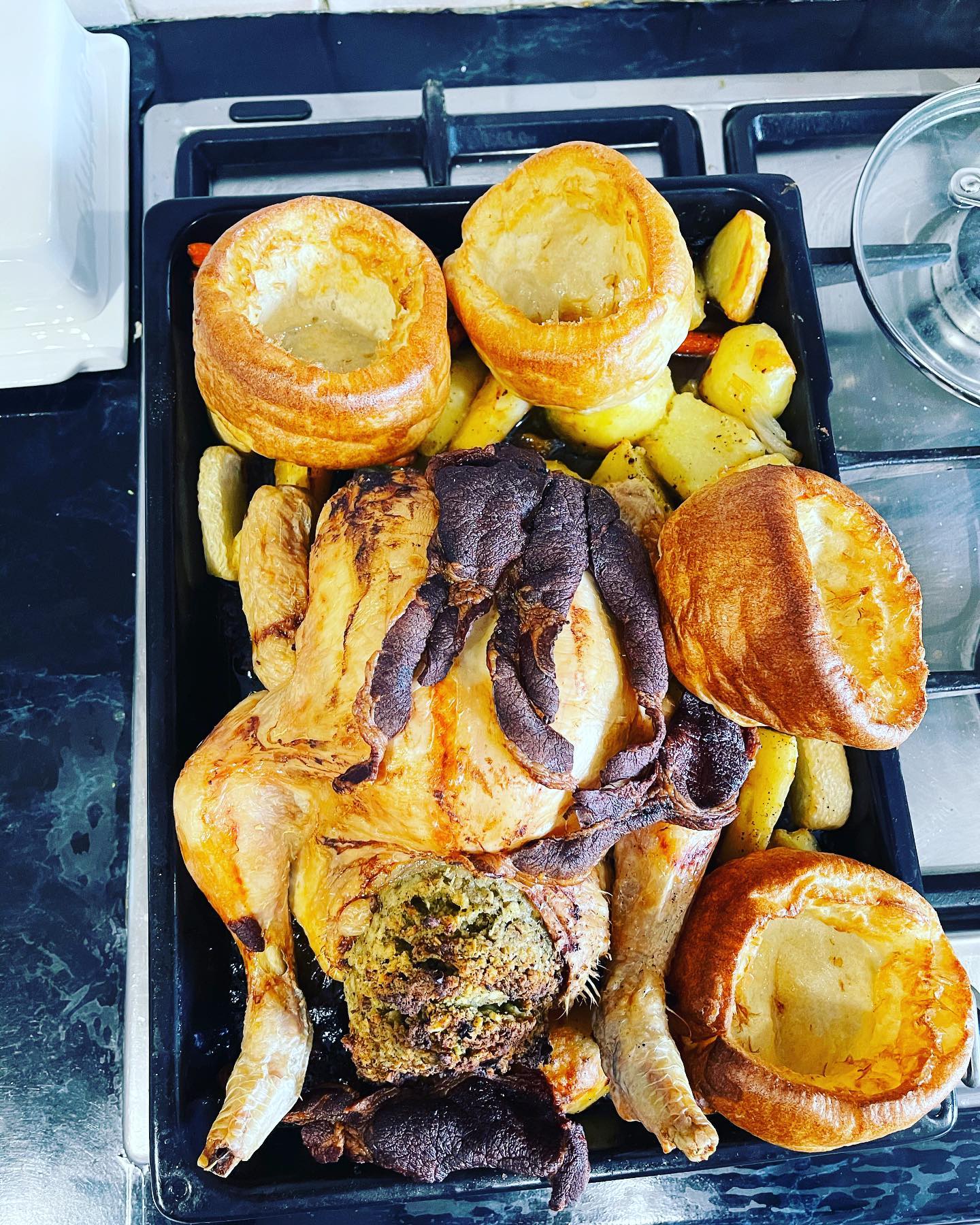 The Sunday Roast originated in England as a meal to be eaten after church on Sunday. ... On Sundays, all types of meat and dairy produce are allowed to be eaten; this is unlike Fridays, where many Roman Catholics and Anglicans traditionally abstain from eating meats, so ate fish instead #roast #traditional #chefmed2019