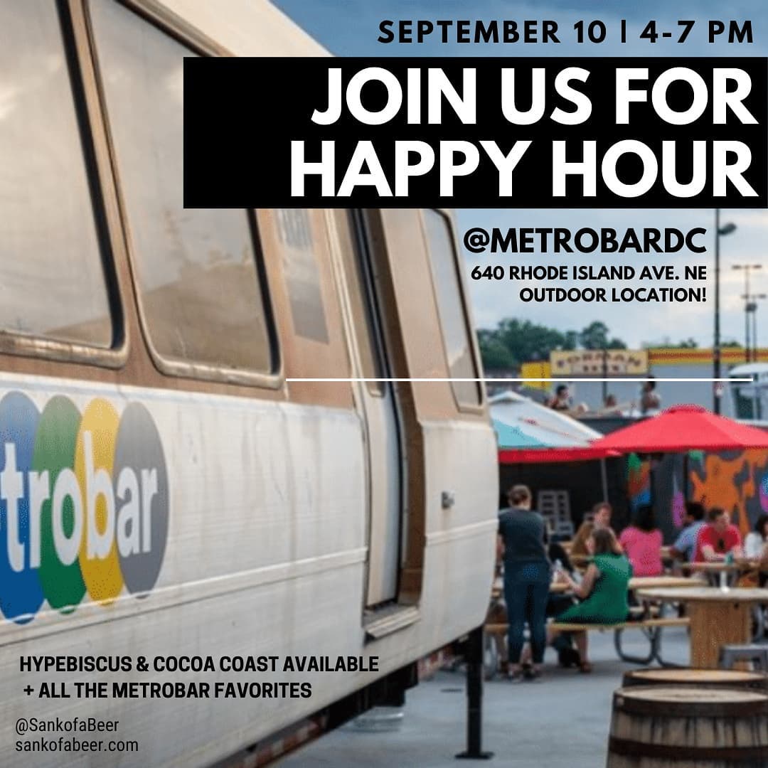 🍻JOIN US FOR HAPPY HOUR🍻 Next Week Friday 9/10 from 4p to 7p at @metrobardc! #HYPEbiscus and #CocoaCoast will be available along with all of your other @metrobardc favorites! Start your weekend off right with COLD drinks, AFROBEAT vybes and GREAT people! METROBAR IS AN OUTDOOR VENUE - EVERYONE IS WELCOME!