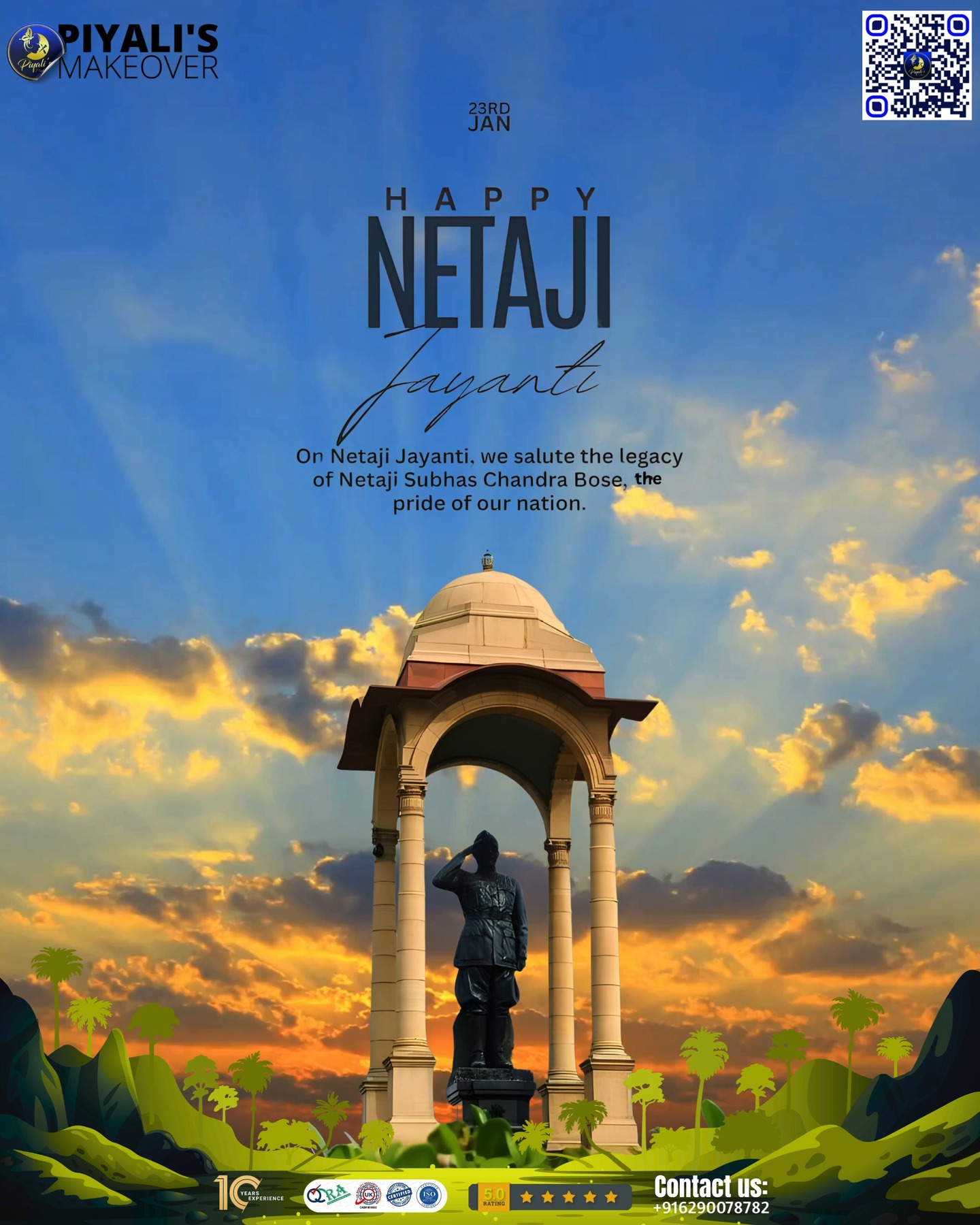 Today, we honor the indomitable spirit of Netaji Subhas Chandra Bose on his 129th Birth Anniversary, celebrated across India as Parakram Diwas 2026.
A visionary leader who believed that freedom is never given but must be taken, Netaji's legacy continues to inspire millions to serve the nation with courage and selfless devotion. Let us pledge to uphold the values of unity and sacrifice that he stood for.
Jai Hind! 🇮🇳
#NetajiSubhasChandraBose #ParakramDiwas #NetajiJayanti2026 #JaiHind