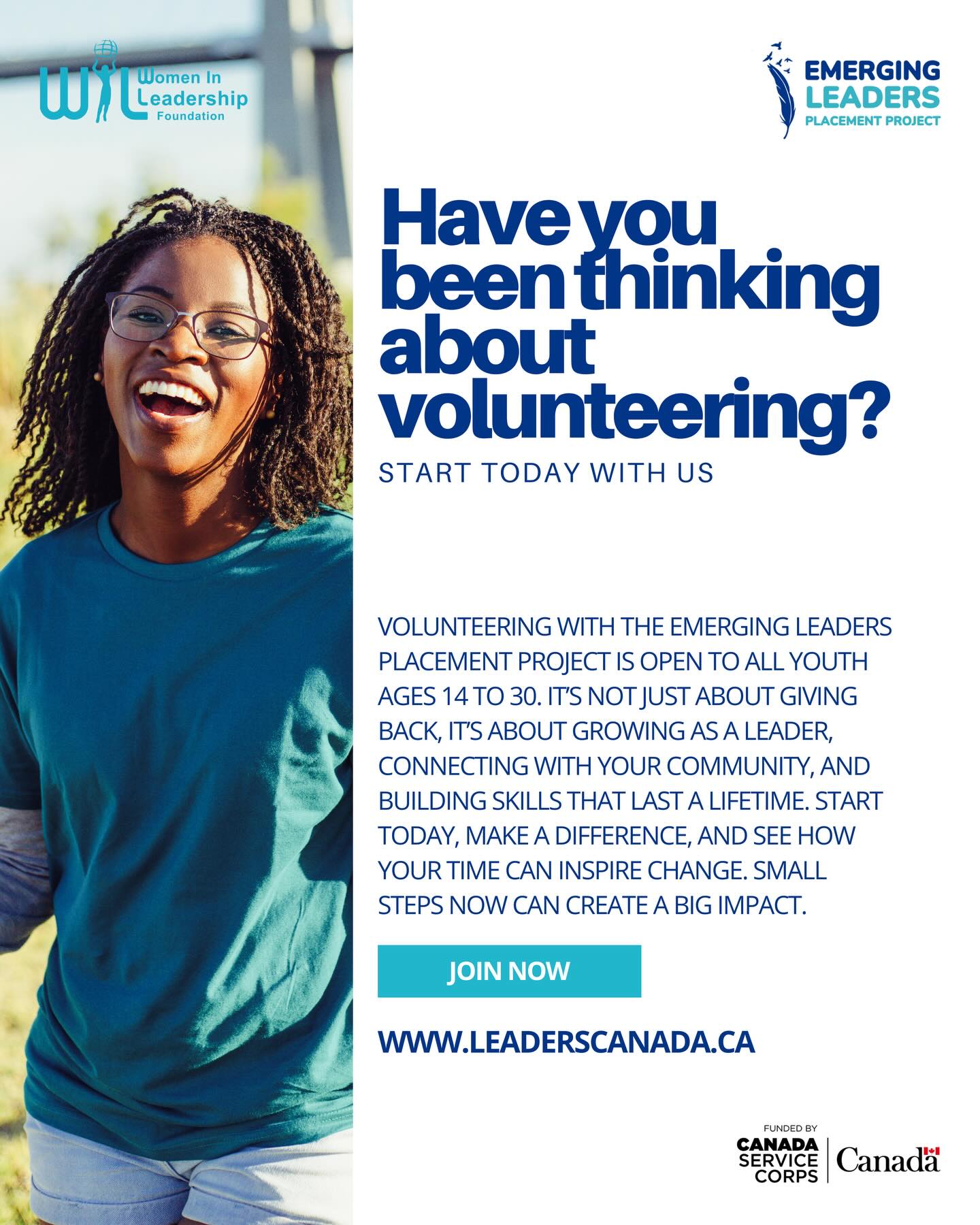 Have you been thinking about volunteering but didn’t know where to start? 🌟
Now’s your chance! Join the Emerging Leaders Placement Project and be part of something bigger. Gain real-life experience, meet inspiring people, and grow your confidence while making a difference in your community. There is no better day to start than today. New year, new you, new opportunities. Sign up now and take that first step!
📧 connect@womeninleadership.ca
🔗 Visit the link in our bio to sign up today!
Proudly funded by Canada Service Corps
#CanadaServiceCorps #LeadersToday #YouthInCanada #WhyVolunteer #EmergingLeaders