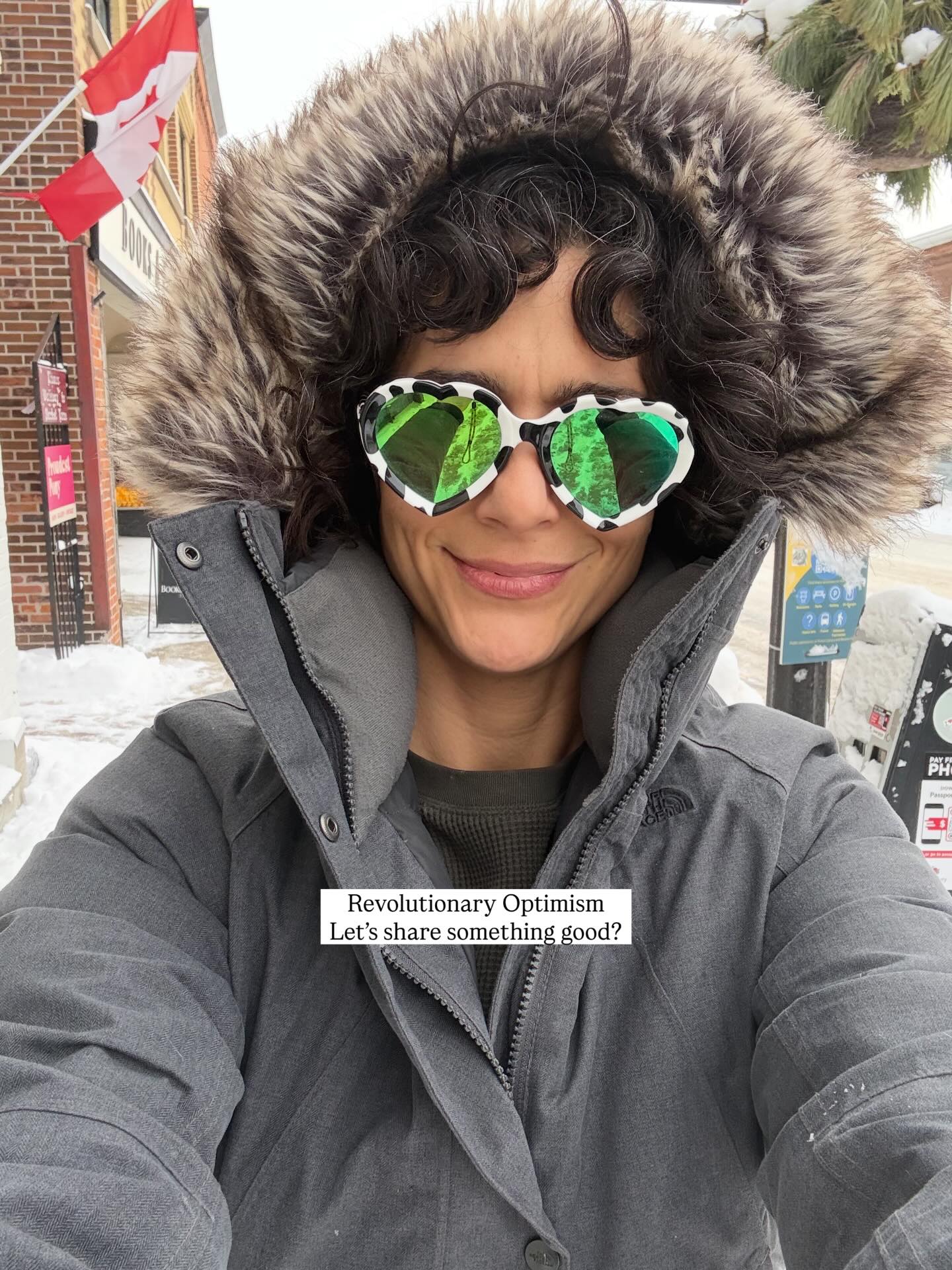 The world feels upside down lately—everything shifting, changing. ❄️ Today it’s -10°C in this wee town, so I grabbed my cow-print, heart-shaped glasses… because honestly, it felt right.
In the middle of all the chaos, today, I’m choosing to practice revolutionary optimism.🫶🏽
So tell me, friends—what’s something good? Let’s share a little joy today 💛✨
🇨🇦❄️✌🏽
#canada #positivevibes