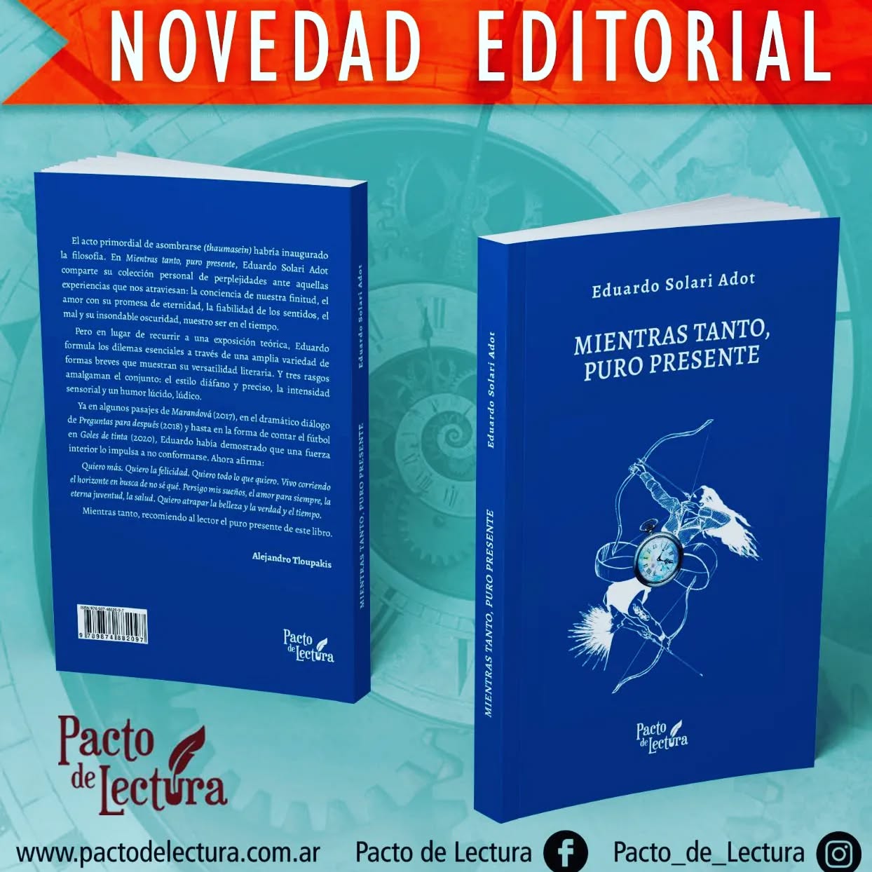 📖 El acto primordial de asombrarse (thaumasein) habría inaugurado la filosofía. En Mientras tanto, puro presente, Eduardo Solari Adot comparte su colección personal de perplejidades ante aquellas experiencias que nos atraviesan: la conciencia de nuestra finitud, el amor con su promesa de eternidad, la fiabilidad de los sentidos, el mal y su insondable oscuridad, nuestro ser en el tiempo.
Pero en lugar de recurrir a una exposición teórica, Eduardo formula los dilemas esenciales a través de una amplia variedad de formas breves que muestran su versatilidad literaria. Y tres rasgos amalgaman el conjunto: el estilo diáfano y preciso, la intensidad sensorial y un humor lúcido, lúdico.
Ya en algunos pasajes de Marandová (2017), en el dramático diálogo de Preguntas para después (2018) y hasta en la forma de contar el fútbol en Goles de tinta (2020), Eduardo había demostrado que una fuerza interior lo impulsa a no conformarse. Ahora afirma:
Quiero más. Quiero la felicidad. Quiero todo lo que quiero. Vivo corriendo el horizonte en busca de no sé qué. Persigo mis sueños, el amor para siempre, la eterna juventud, la salud. Quiero atrapar la belleza y la verdad y el tiempo.
Mientras tanto, recomiendo al lector el puro presente de este libro.
Alejandro Tloupakis
#nuevaobra #literaturaargentina #nuevolibro #escritoresargentinos