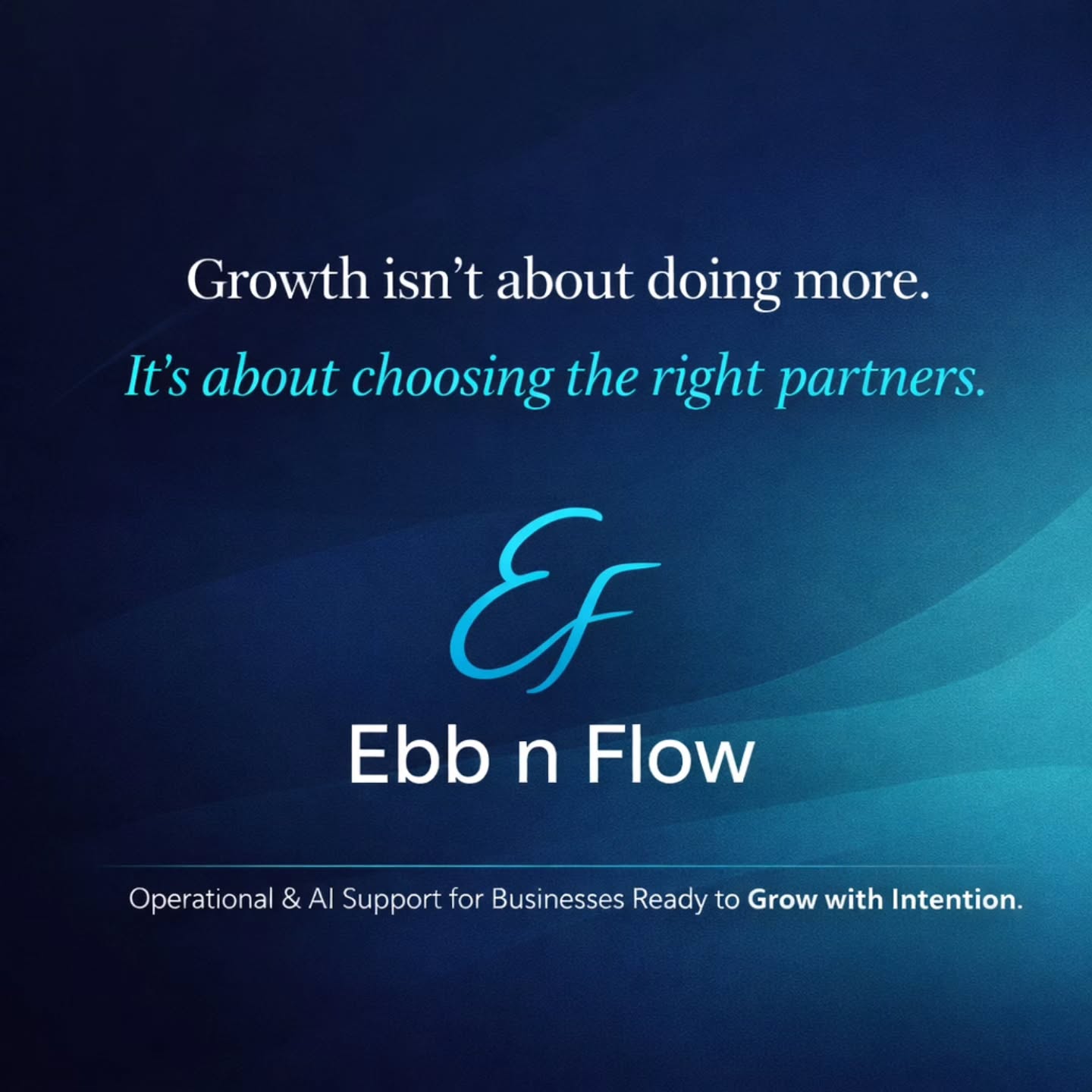 Growth isn’t about doing more.
It’s about choosing the right partners.
At a certain stage, growth becomes less about effort and more about alignment.
The right partner helps you:
• See the bigger picture
• Build systems that support scale
• Use AI and automation intentionally
• Protect your time and focus
At Ebb n Flow, I work alongside business owners as a strategic operations and AI partner—helping businesses grow with clarity, structure, and intention.
If you’re building for the long term, partnership matters.
Email hello@ebbnflowconsulting.ca
DM me!
#EbbNFlowConsulting
#StrategicPartnership
#BusinessGrowth
#OperationalExcellence