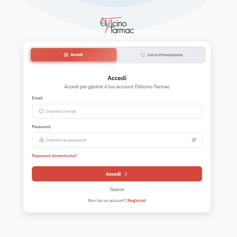 Registrati sulla nostra pagina clienti per maggiori dettagli sul tuo volo!
https://fly.eliticinotarmac.ch/login