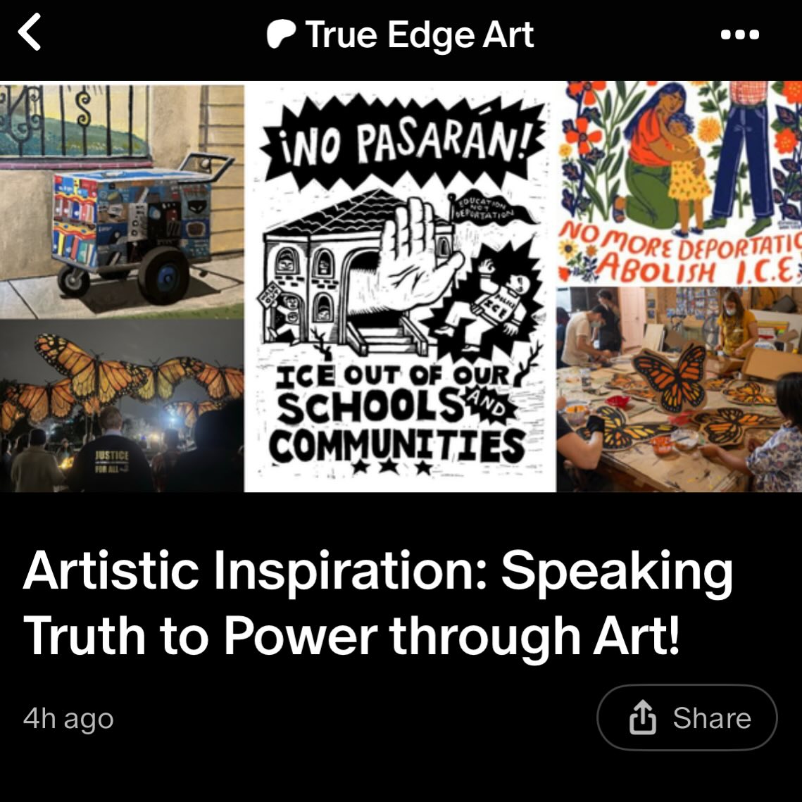 New free patreon post! Art as resistance and the inspiration it brings! Make art! Fight fascism!
🗡️⚔️🖤⚔️🗡️
Link in Bio
Such awesome art by John Fleissner, Lalo Alcatraz, Phoebe Wahl, Paperhand Puppet Project, and an anti-ICE Art workshop in Philly!