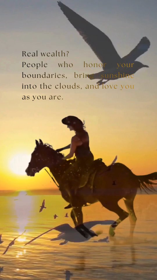 Real wealth?
People who honor your boundaries,
bring sunshine into the clouds,
and love you as you are.
#realwealth #healthyboundaries #soulconnections #chooseyourpeople #beyourself