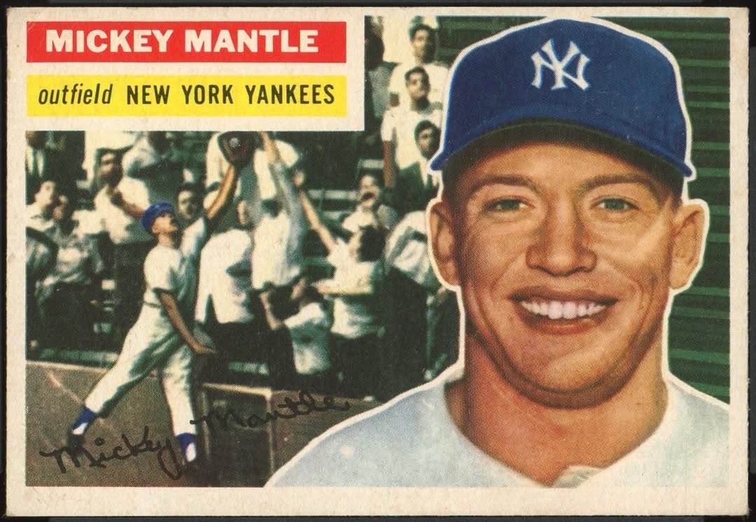 I Can't Believe that Play!
How many times have you heard sports announcers yell, “I can’t believe it! What a catch!"
Mickey Mantle was a great, great player. He led the major leagues in WAR in 1955, 1956, and 1957. His counting stats in 1956 were absurd: 52 home runs, 130 RBIs, and a .353 average, good for the triple crown. He may have been the fastest player in the game, and was among the best defensive outfielders. You might think that there would be no need to embellish his accomplishments. I don’t know that he ever did. Beginning early in the 1956 season, when he was pacing ahead of Ruth's single-season home run record, some in the New York media began to write the myth of Mickey Mantle. Topps jumped on the bandwagon with its 1956 Mantle card. What a beauty! But despite what you see on the card, Mantle did not make the catch. The action photo was taken in September 1951 and the ball, hit by Eddie Robinson, then with the White Sox, flew over his head for a home run.
Five Guys
Some guys just to the left of Mantle’s cap seem to be mesmerized by something happening away from the play. Was there a brawl in the upper deck? Did Marilyn Monroe spend an afternoon at Yankee Stadium, as she did a few times with DiMaggio? No, Topps moved five guys from the left-hand side of the original photo to the right of the action shot on the card (and left two of them on the left).