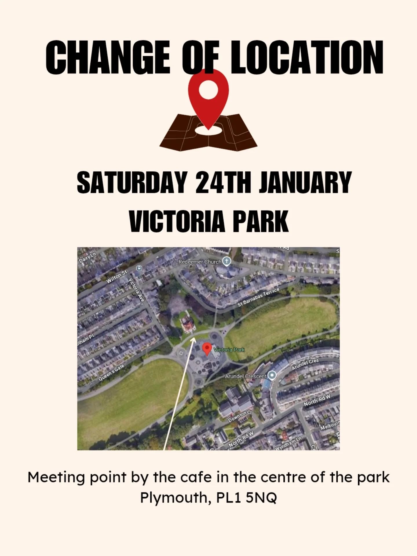 Please note tomorrow’s session (Sat 24th Jan) will be at Victoria Park instead of our usual spot due to Plymouth Argyle’s early kick-off.
⏰ Time stays the same
📍 Location: Victoria Park, meet by the cafe
Everything else as normal, see you there! 💪
Drop us a message if you’re unsure where to go.
