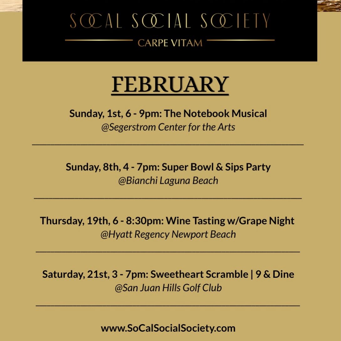 We’ve got a romantic musical, action-packed Super Bowl, delicious wine tasting, and fun-filled golf collab coming up. Is it February yet?