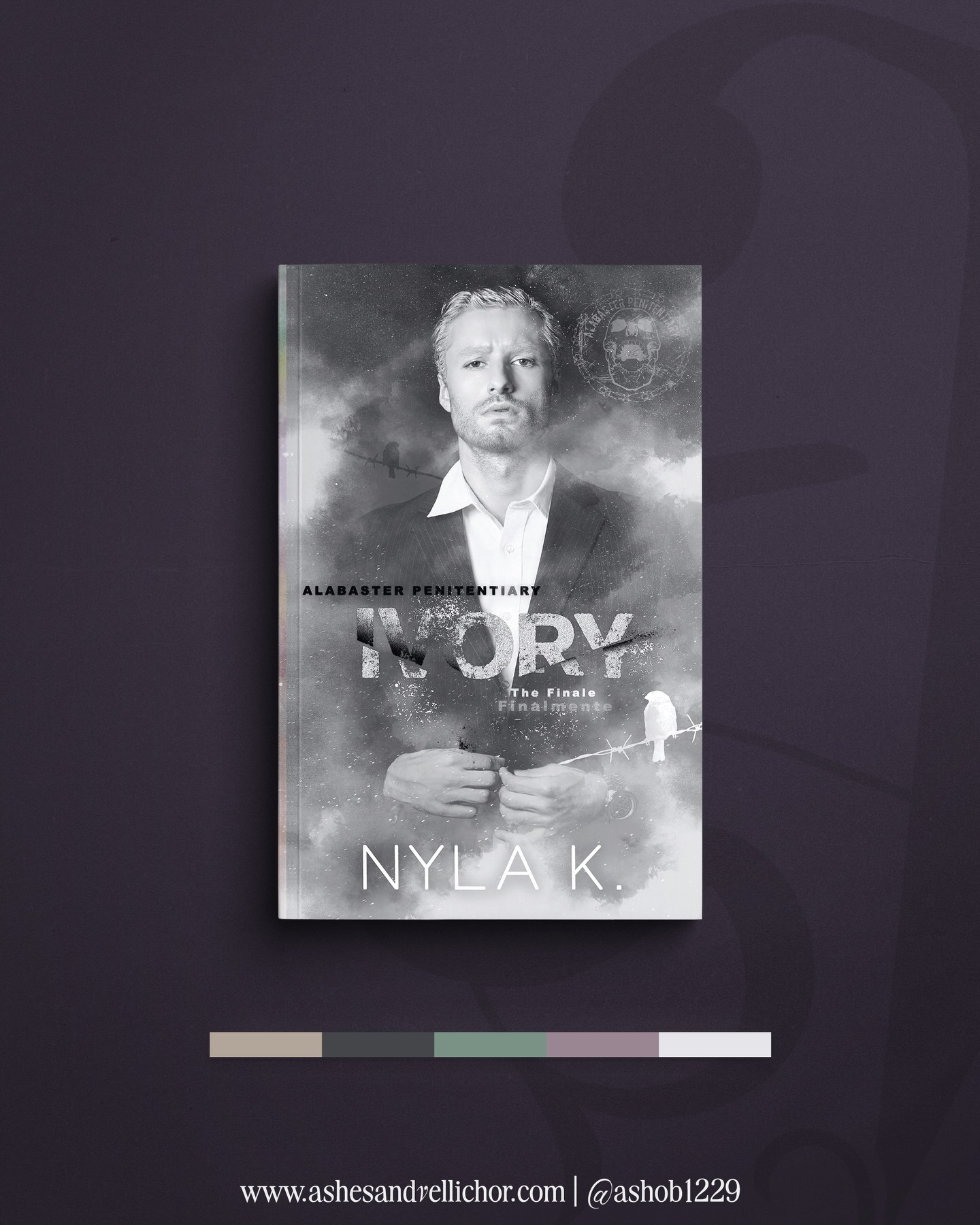 It has quite honestly taken me the entire week just to make this post and I have created exactly zero for any upcoming. Transitioning after time out of office is always difficult for #ADHD but three weeks? It’s been a struggle. Still working through emails and DM’s and getting project underway. A reminder to be kinder to ourselves this year.
While I was away @authornylak revealed the cover for the final Alabaster Penitentiary book, Ivory. While this post does not showcase the spine, Nyla wanted something that tied all the cover designs together, a bit of a nostalgia for the previous books. A bit hard to believe these are five years of covers, but also, just to see the style of my work and the influences over the years is pretttttyyy cool. Happy Cover Reveal Nyla. Xo
#Ashesandvellichor #ashesandvellichordesigns #bookcoverdesigns #freelancedesigner