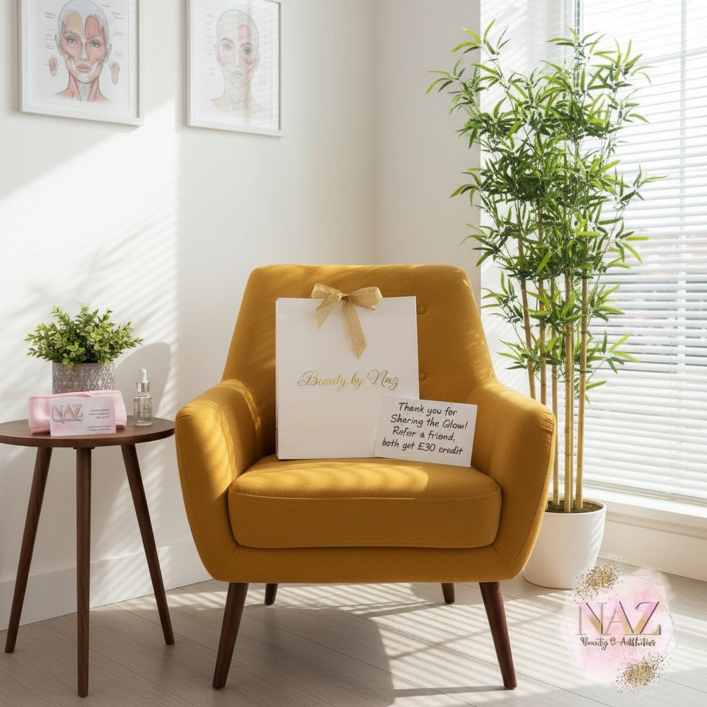 Share the Glow. Treat yourself, treat a friend.
Ever wished your bestie could try your favourite facial? Now you both get £10 credit when you refer someone new.
Thank you for trusting Beauty by Naz with your glow. Ready to share the love?
Tag a friend or ask Naz how to join today! ✨