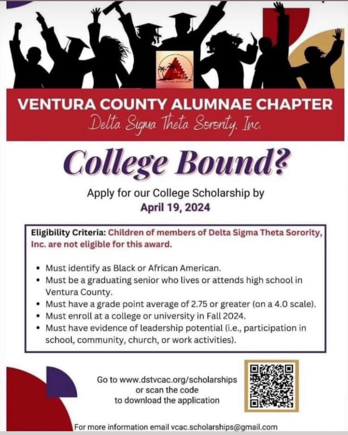 April 19th deadine approaching!!!
Do you have or know a high school graduate? Please encourage them to apply!!