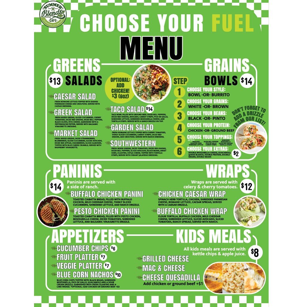 NEW MENU JUST FOR YOU!🌿
Come out this weekend @crossovertexas @thefieldhousetexas and Choose Your Fuel!💚
We kept all the fan favorites and added the top requested items for you to enjoy!🙌
📣See you soon!
#summerblends #summerblendscafe #chooseyourfuel #healthy #healthyfood #healthiswealth