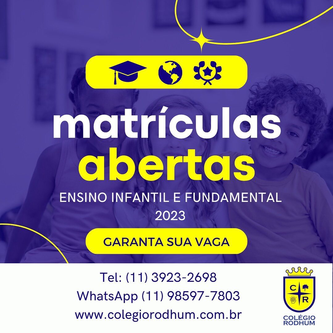 Nossas matrículas já estão abertas!!
Venha fazer parte do nosso mundo!
Garanta já sua vaga através dos contatos:
Tel. (11) 3923-2698
WhatsApp (11) 98597-7803
Aguardamos sua visita!
#vemprorodhum #ensinofundamental1e2
#colegio #estudante