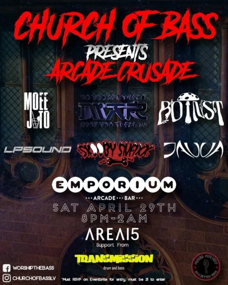I play at 8pm, April 29th, this Saturday at Area15's Emporium! There are two stages. I'll be on the stage upstairs. Rsvp for free entry, Rsvp link in my bio!
@churchofbasslv @djmoeejito @mar_tian_bass @botnst_dubs @lpsoundofficial @skooby_snaxx_official @area15official