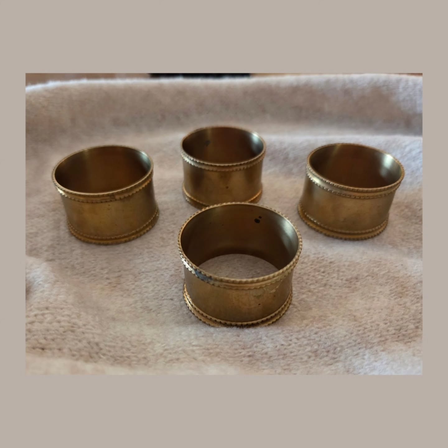 Set of Four Antique Brass Napkin Rings – Late Victorian Edwardian Tableware | https://share.google/G4VyQDIq7g7SCFnG2