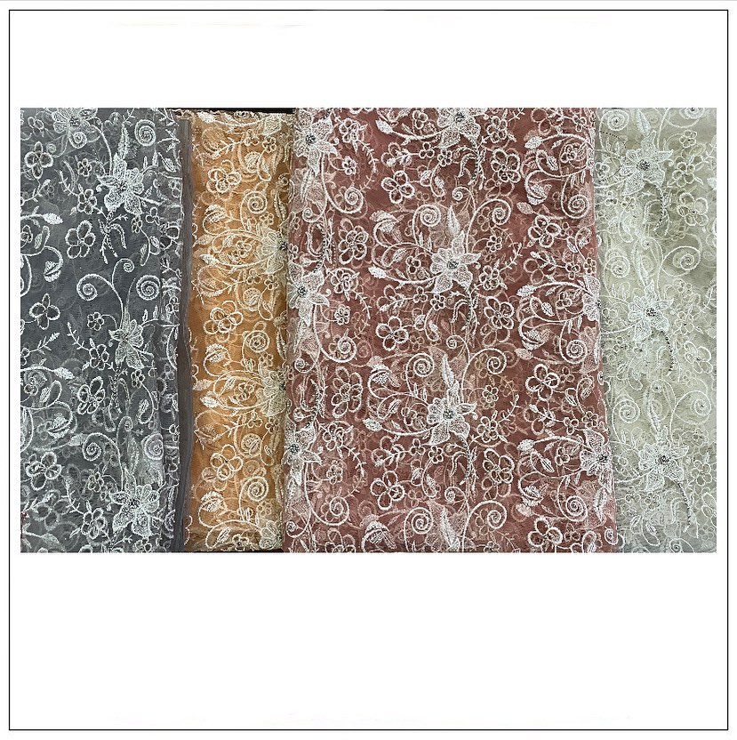 Floral Embroidery With Handwork & Cutwork - Fabric Net 👗
White Tone 4 Colours Available
#embroidery #dresses #fashion #designer #bajinternational #floral #dressmaterial #cutworkembroidery #handwork