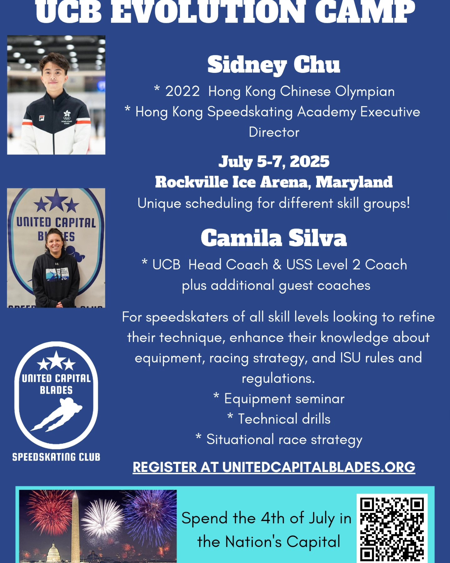 Come see us in July for UCB Evolution Camp with Sidney Chu! Limited spots available! Register at unitedcapitalblades.org 🫡