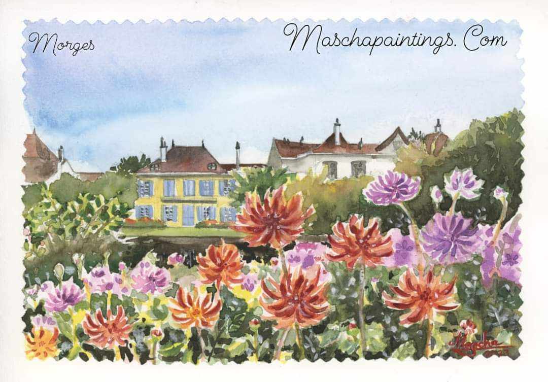 Jardin de dahlias et belle maison au bord du lac.
Original watercolor paintings from
Morges, Switzerland during the Dahlia Festival
@www.maschapaintings.com
#morges
#switzerland
#watercolor
#watercolorpainting
#dahlia
#originalart
#fetedudahlia
