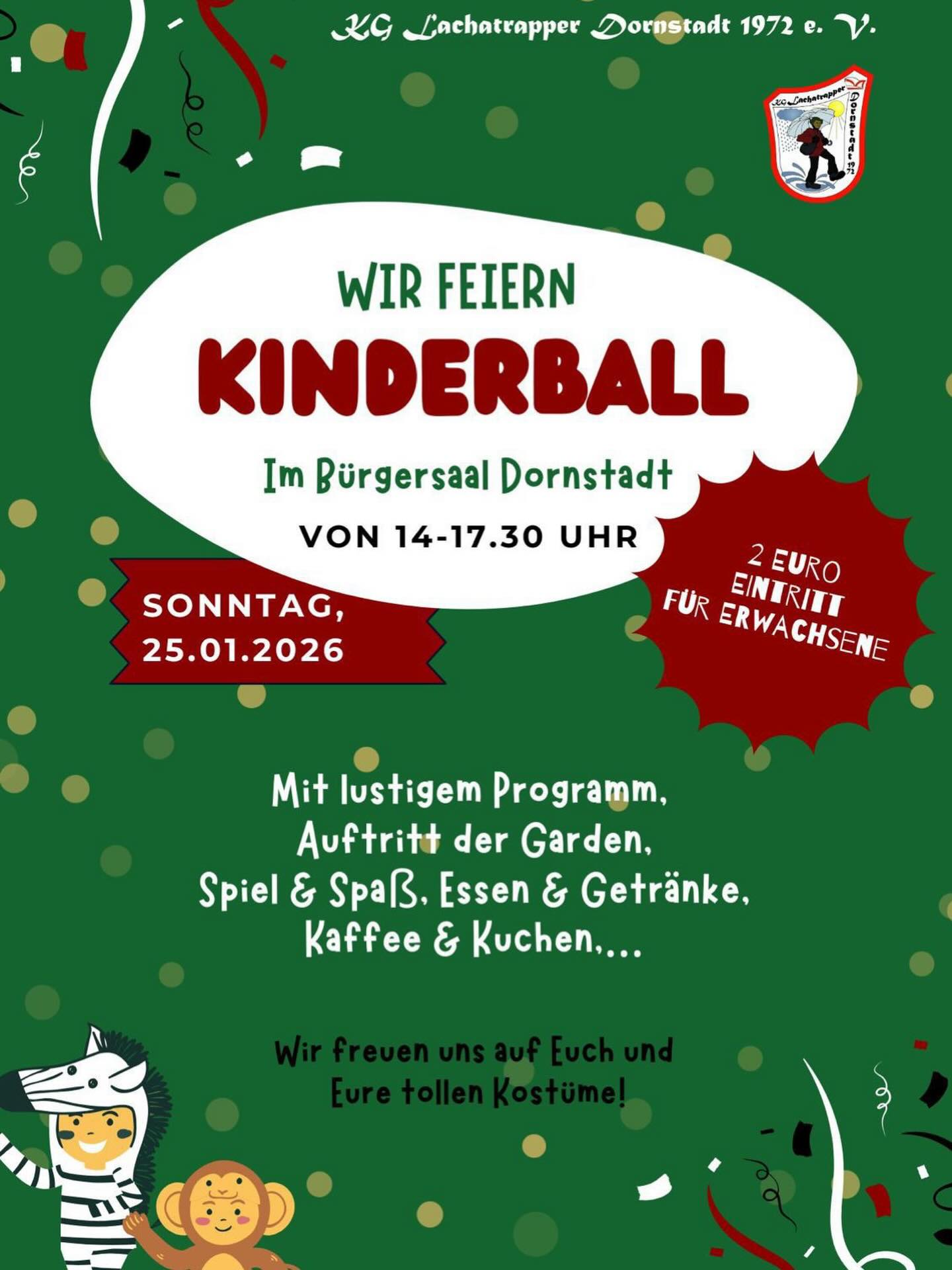 Morgen noch nichts vor? 🥳
👉🏼 Dann ab zum Kinderfasching!
Euch erwartet ein buntes Programm, mit Spiel & Spaß, Auftritt der Garden und Essen & Trinken.
📍Bürgersaal Dornstadt
von 14:00-17:30 Uhr
Eintritt Erwachsene: 2€
Kommt vorbei und feiert mit uns! 🎭🤩
#lachatrapper #kgl #dornstadt #kinderfasching #spaß