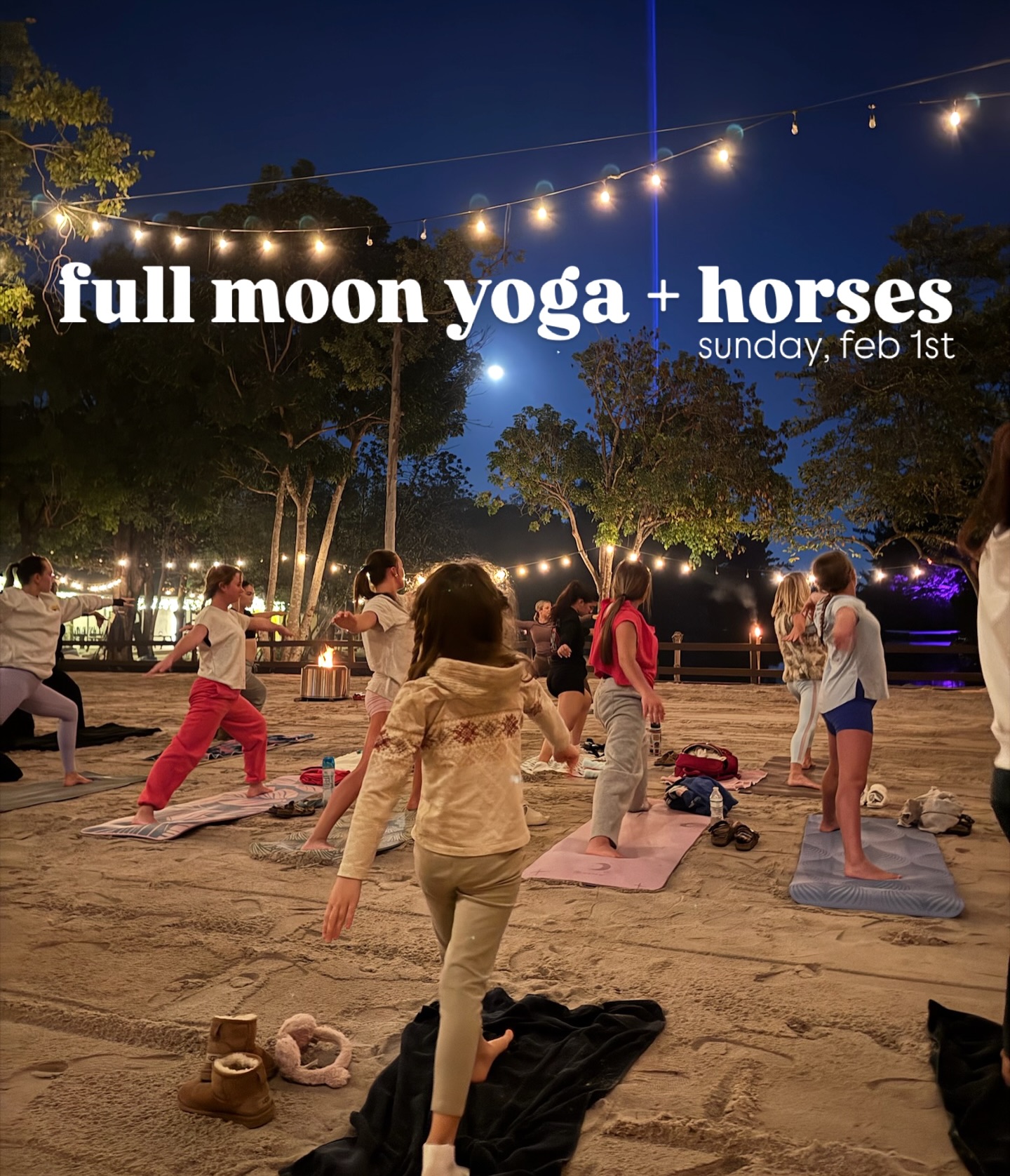 🚨RESCHEDULED
Mother Nature has other plans 🥶
Our Full Moon Yoga has been rescheduled to February 13th & reimagined as Self-Love Yoga + Horses.
A night dedicated to grounding, gratitude & gentle self-connection—guided movement with horses nearby and the moon above.
Thank you for your understanding. The wait will be worth it 🩷
————————
(𝘊𝘰𝘮𝘮𝘦𝘯𝘵 𝙔𝙊𝙂𝘼 𝘢𝘯𝘥 𝘸𝘦’𝘭𝘭 𝘋𝘔 𝘺𝘰𝘶 𝘵𝘩𝘦 𝘳𝘦𝘨𝘪𝘴𝘵𝘳𝘢𝘵𝘪𝘰𝘯 𝘭𝘪𝘯𝘬)
🧘🏻♀️ Bring your towels, yoga mats & water
🧘🏻♀️ Yoga will be practiced in a sand arena
🧘🏻♀️ Campfire and tiki torches will be lit during the experience
🗓️ Sunday, Feb 13th
⏰ Please arrive at 6:45pm to set up your space
🌝 Class will begin promptly at 7:00pm
🌝 Free parking
👉🏼 Space is limited, register ONLINE
See you on the mat!
#yogaandhorses #davie #broward