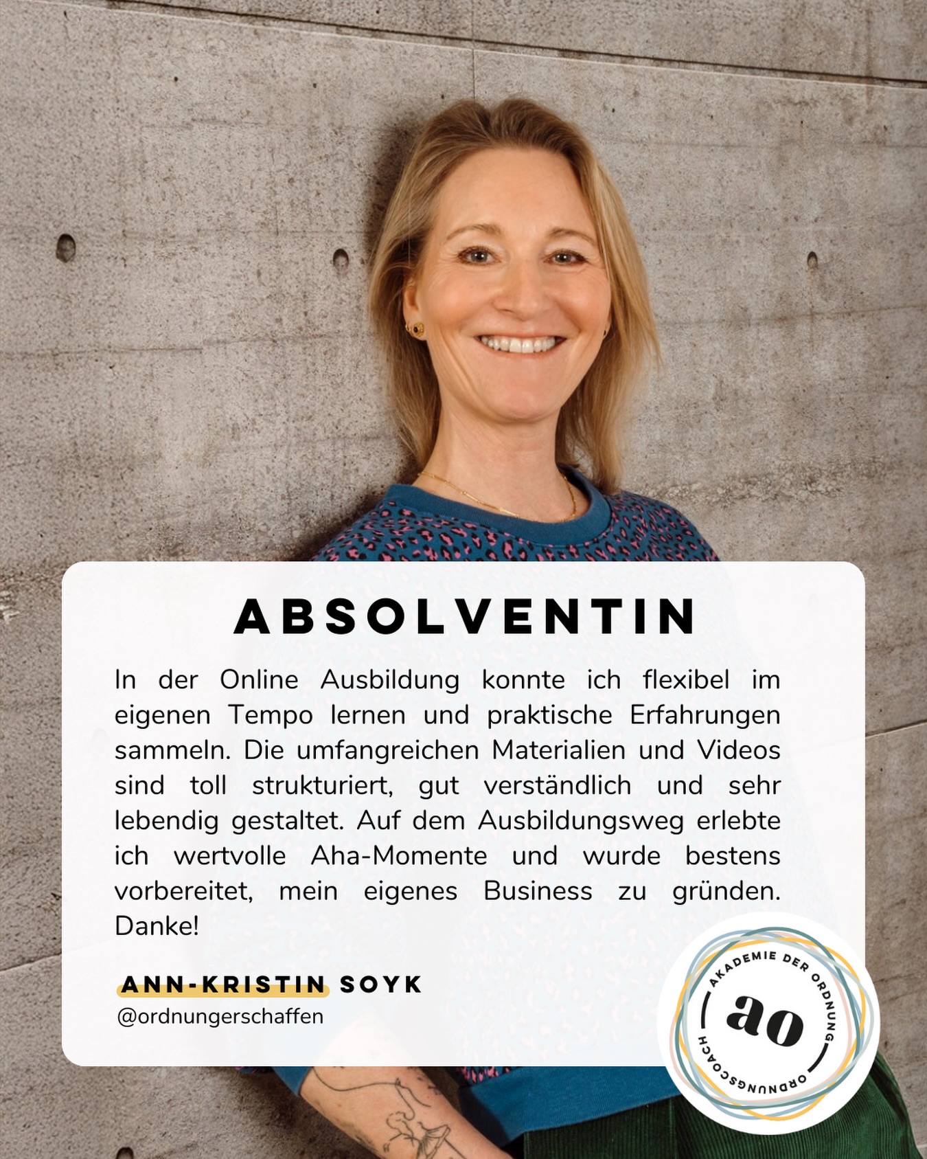 FEATURE FRIDAY 🥳 Heute stellen wir euch Ann-Kristin von @ordnungerschaffen vor 💫
Der Weg in die Selbstständigkeit beginnt oft mit einem Gefühl:
Da ist mehr möglich.
Genau dieses Gefühl hat Ann-Kristin in ihrer Ausbildung bei der Akademie der Ordnung begleitet und in klare Schritte verwandelt.
Was dieses Feedback zeigt ⤵️
✔️ Lernen im eigenen Tempo
✔️ Strukturierte, praxisnahe Inhalte
✔️ Raum für Aha-Momente
✔️ Vorbereitung auf den Schritt in die Selbstständigkeit
Dein nächster Schritt ⤵️
Wenn auch du Ordnung zum Beruf machen und dein eigenes Business aufbauen möchtest, dann starte deine Online-Ausbildung zum zertifizierten Ordnungscoach bei der Akademie der Ordnung.
👉 Alle Infos findest du über den Link in unserer Bio.
#homeorganizing #ordnungscoach #onlineausbildung