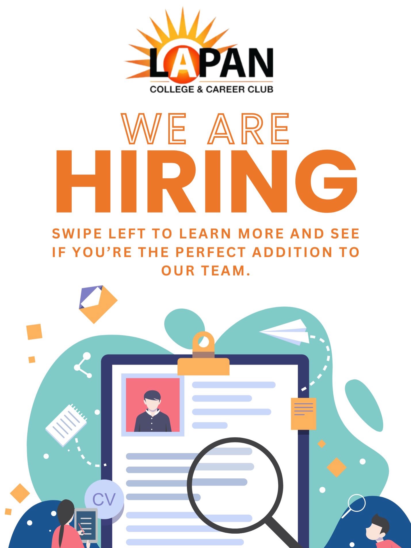 ✨ We’re hiring at Lapan! ✨
We’re looking to add a Van Driver and an Executive Assistant to our growing team.
If you’re interested—or know someone who might be—please share!
📧 Email us at lc3@lapancollegeclub.org for more information about the positions.
Thank you so much, and we’re excited to continue growing our team! 💛🧡