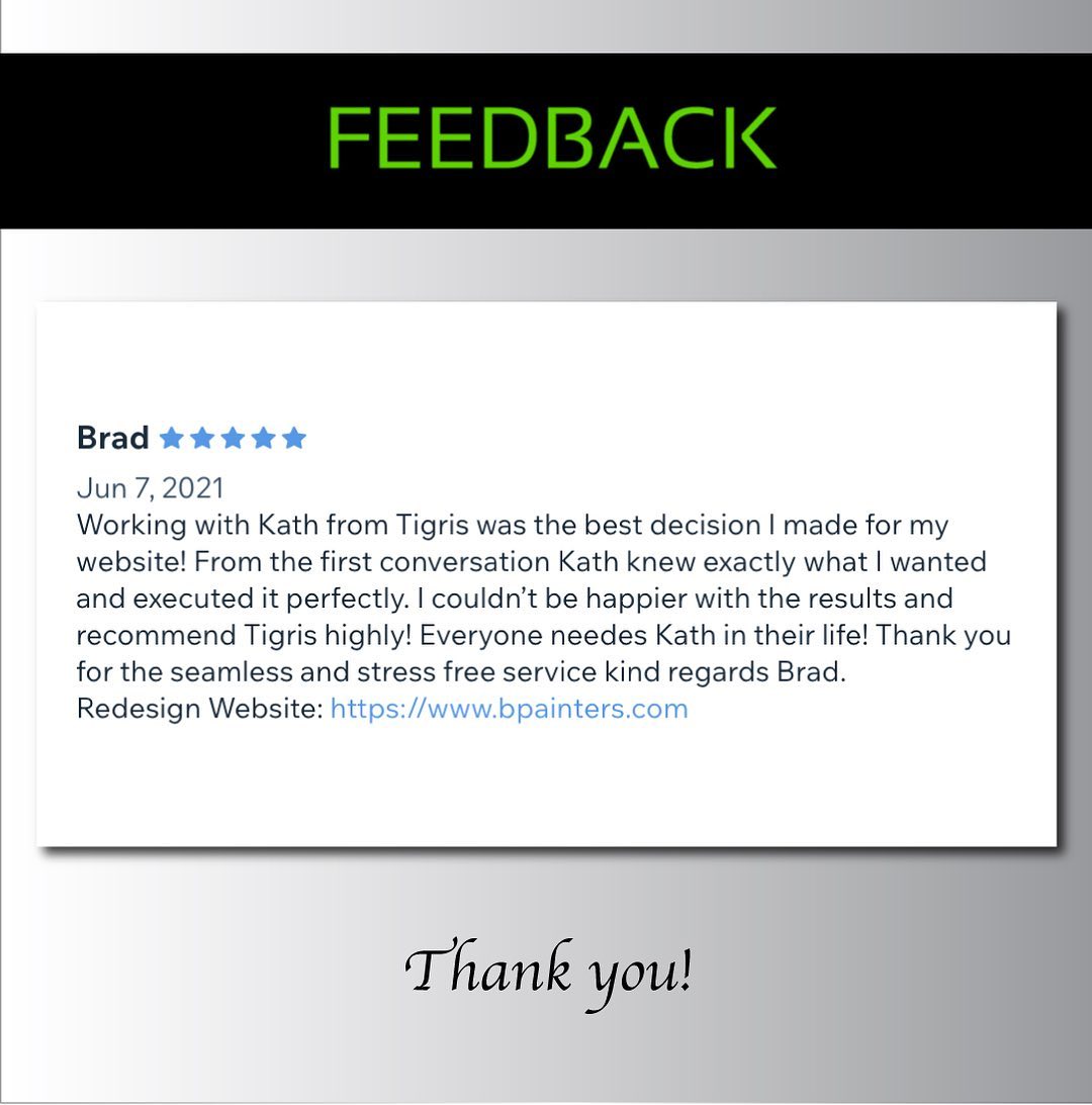 Great Feedback for a website I loved doing. Brad is not just a painter, he designed the main image on his home page himself. I created his website with elements and colours to accentuate his great artwork and make his painting services stand out. #painterwebsite #webdesignaustralia #wixwebdesign