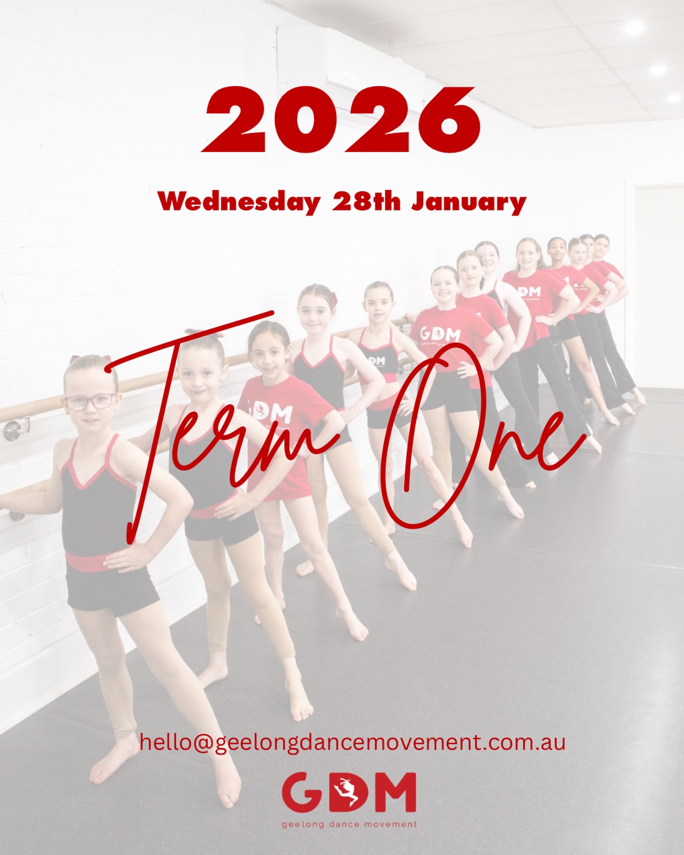 Term One! Here we go 🤩
Classes commencing Wednesday 28th of January! We are so so excited to see you all back in the studio ready for a huge year at GDM 💫
If you haven’t already secured your spot, register online or get in touch today
Hello@geelongdancemovement.com.au