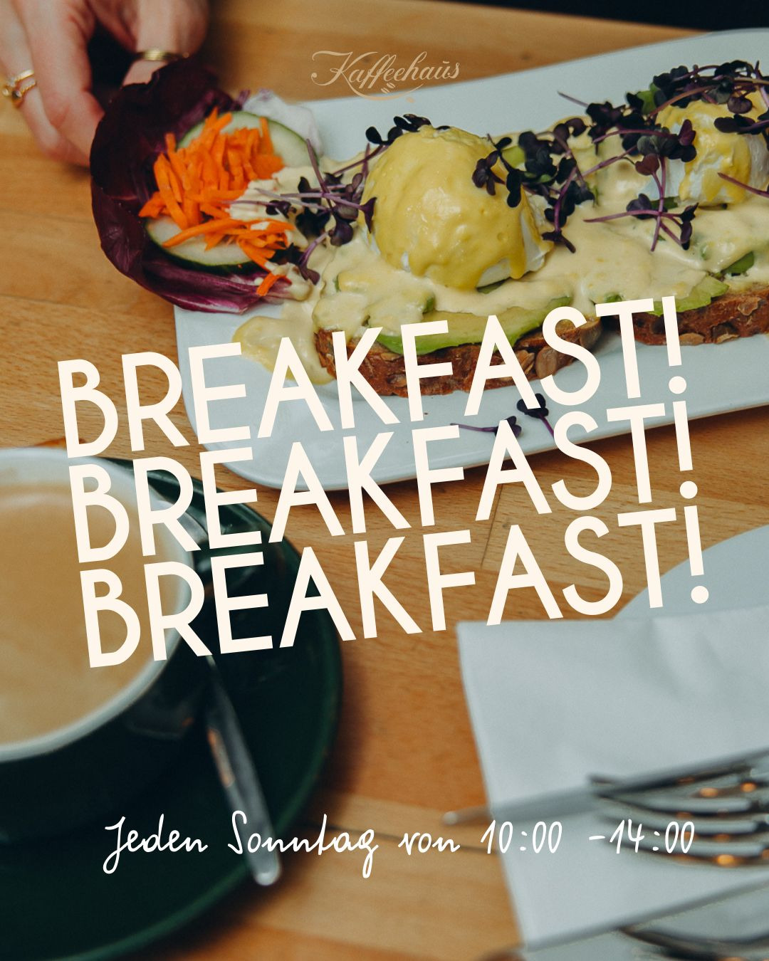Sonntage sind fürs Frühstück gemacht ☕🥐
Jeden Sonntag von 10 bis 14 Uhr laden wir euch ins Kaffeehaus zum gemütlichen Frühstück ein – klassisch, herzhaft oder vegetarisch, ganz in Ruhe und ohne Eile.
Reserviert euren Tisch bequem online und startet entspannt in den Sonntag. 🍳✨