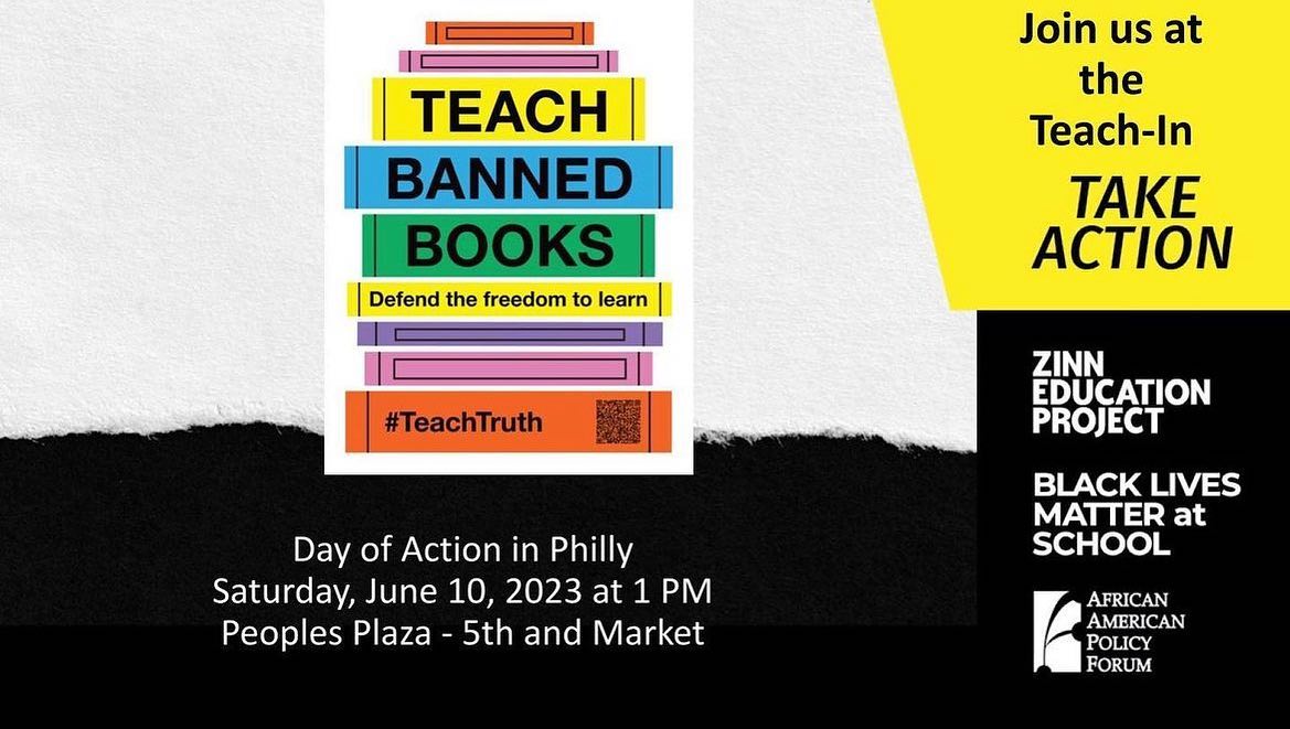 Also happening today. Make sure you support! Our books will be available for purchase here as well. As an author and an African American History teacher, it’s important that we speak up about the book bans happening around the country, including right here in PA. #teachbannedbooks #teachtruth