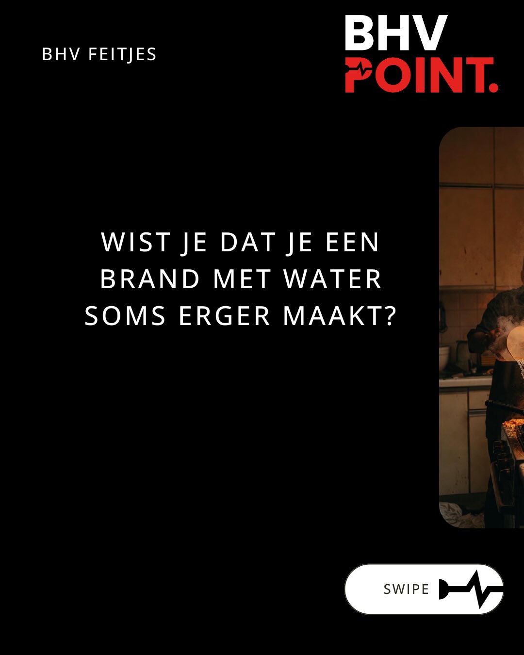 Wist je dat je een brand blussen met water het soms erger maakt?
Vetbrand in de frituur? Water = explosie van 3 meter hoog. 💥
Elektrische brand? Water = jij bent de geleider. ⚡
Niet elke brand blus je met water.
Sommige blus je er juist mee aan.
Welke brand blus jij nooit met water? Vet of elektrisch?
#veiligheid #safetyfirst #bedrijfshulpverlening #BHV #ehbo #veiligheidsbewustzijn
#bedrijfsveiligheid #veiligewerk #noodsituaties #levensreddendhandelen #praktijkgerichteopleiding
#eerstehulp #AED #ontruimingsoefening #veiligheidsopleiding #hulpverleners #teamwork
#BHVpoint #TeamBHVpoint #BHVpointTraining #putten #Veluwe #Ermelo #Harderwijk #nijkerk