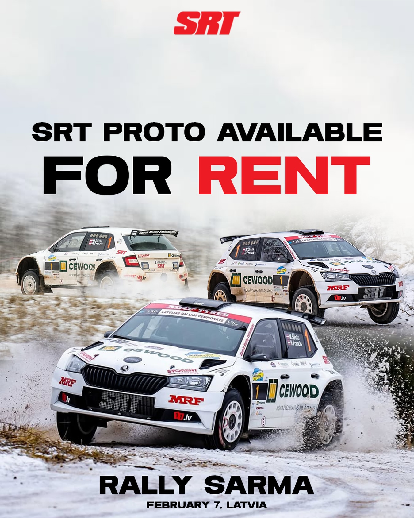 Do you want to enjoy some winter action? 🥶❄️
Rally Sarma is approaching quickly, and you have the chance to jump on the opportunity to enjoy the Latvian roads behind the wheel of our SRT Proto!
🗓️ February 7; Latvia, Gulbene 🇱🇻
📲 For more information, reach out to us via DMs.
#SRT #SportsRacingTechnologies #SuspensionLaboratory #RallySarma