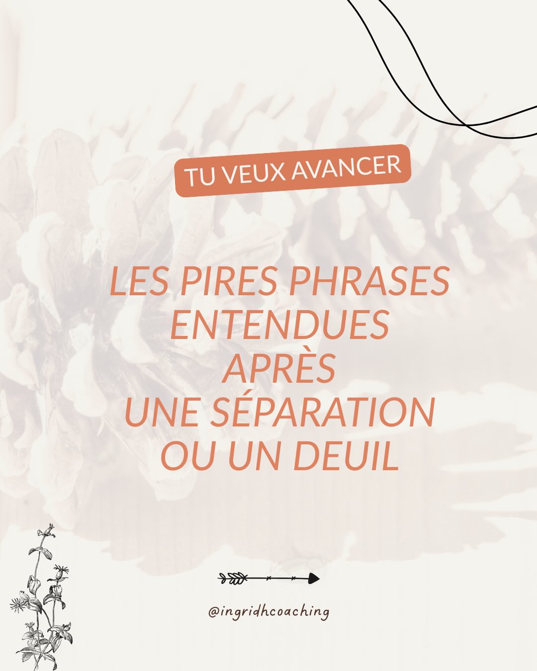 Quand on traverse un deuil ou une séparation, l’entourage est souvent démuni face à notre peine.
Ils ne pensent pas à mal, mais leurs phrases « réconfortantes » tombent parfois à côté.
« Ça ira mieux avec le temps. »
« Sois forte. »
« Trouve quelqu’un d’autre. »
Mais ces mots peuvent isoler, culpabiliser, faire taire ce qui a besoin d’être exprimé.
Écoute-toi.
Toi seule sais ce qui peut vraiment te faire du bien.
🤍
Et toi, quelle « pire phrase » as tu entendu ?
#deuil
#séparation
#reconstruction
#confianceensoi
#femmesensoutien