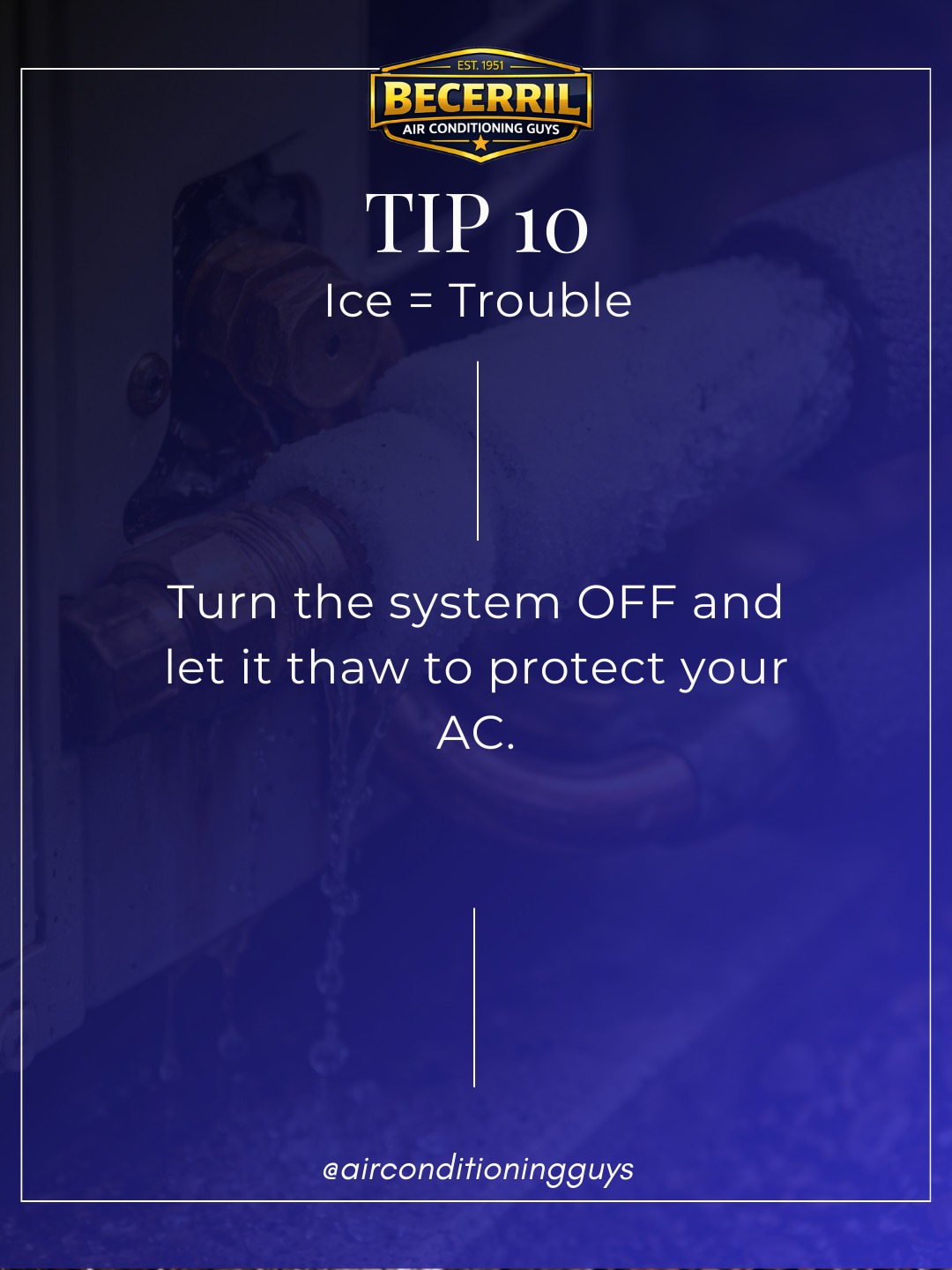 🧊🚫 Ice = trouble! Turn the system OFF and let it thaw to protect your AC. 📩 If it happens again, message us.
#ElCentro #ImperialValley #ACTroubleshooting #HVAC #SummerHeat