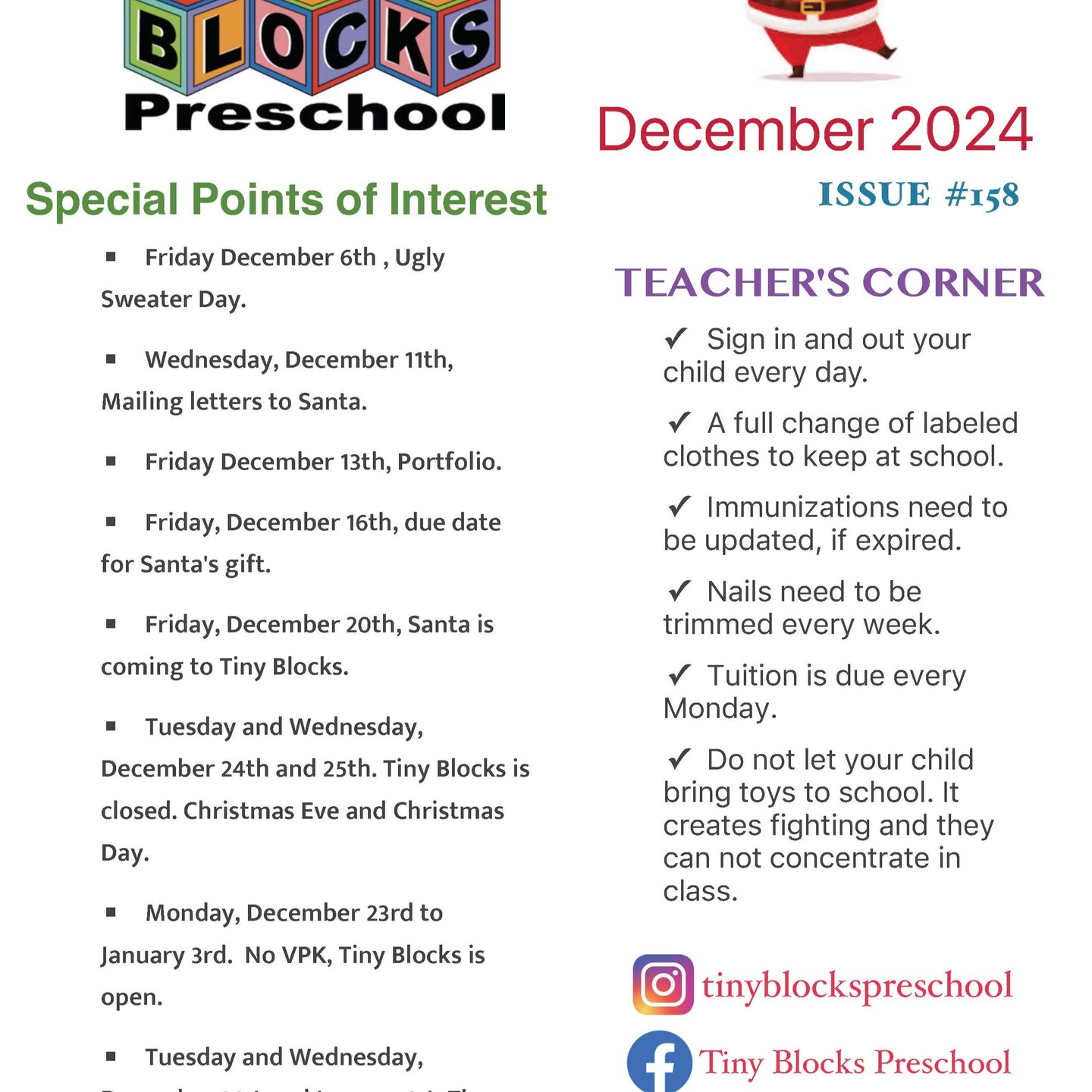 December 2024 Monthly Letter. #bestpreschool #coconutcreek #awardwinner #lovingteachers