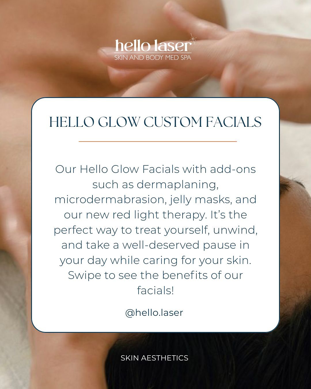 This is your sign to slow down and glow🤩 Our Hello Glow Customized Facials combine dermplaning, microdermabrasion and our newest add-on
Red Light Therapy- for skin that looks refreshed, radiant, and healthy from within.
Customized, calming, and made just for you.
•Book your facial online! Link is in our bio where you can conveniently see our availability and choose the best day/time for you! 🔗🫶🏻