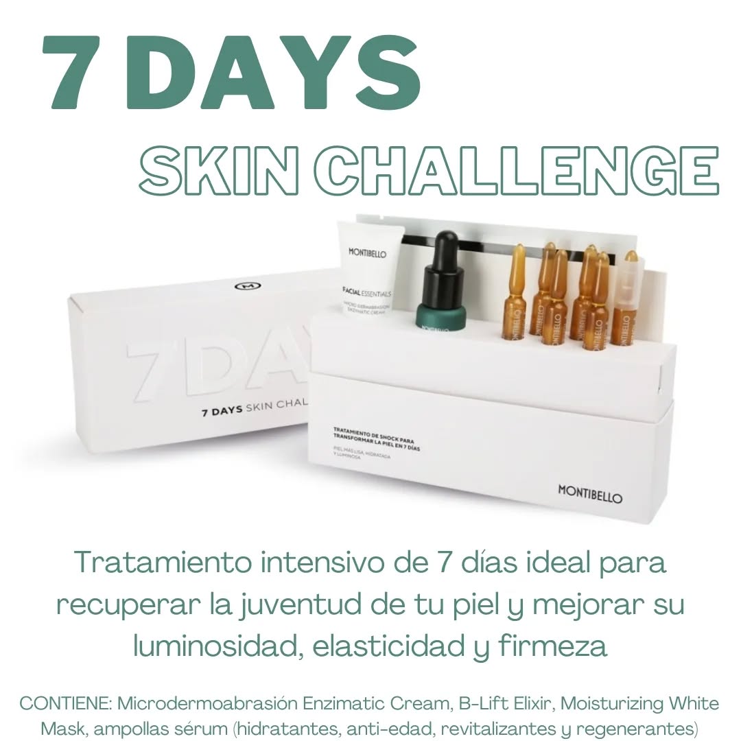 Os presentamos el nuevo tratamiento de choque de @montibello_estetica 🆕️
Con el pack de 7 días Skin Challenge tenemos todo lo necesario para lograr una piel más firme, luminosa y elástica en el menor tiempo posible
Dentro podremos encontrar:
• Crema enzimática microdermoabrasión: peeling de doble acción para luminosidad y suavidad
• Moisturizing White Mask: Mascarilla ultra-hidratante y calmante
• Ampollas Serum: Hidratantes, anti-edad, revitalizantes y regenerantes
• Excellence B-Lift Elixir: Elixir específicamente creado para combatir las arrugas
Contiene protocolo de actuación
Ven a por el tuyo, ¡¡no te quedes sin!!