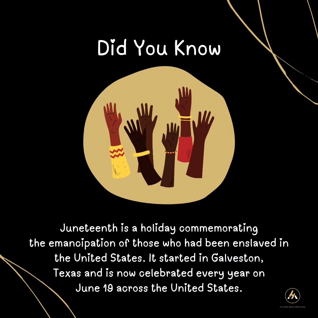 Happy Juneteeth! π
#hiltonacupuncture #juneteenth #freedom #freedomday