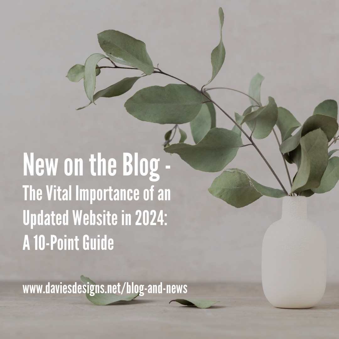 New on the Blog: The Vital Importance of an Updated Website in 2024: A 10-Point Guide
"Having an updated website is more crucial than ever for businesses and organizations of all sizes. In this *must-read* comprehensive guide, we'll explore why maintaining an updated website is essential in 2024 and how it can positively impact your online presence, brand reputation, and overall success."
www.daviesdesigns.net/post/the-vital-importance-of-an-updated-website-in-2024-a-10-point-guide
#DaviesDesignsStudio #webdesign #websitedesign #WebDevelopment #WebsiteDevelopment #marketingtips