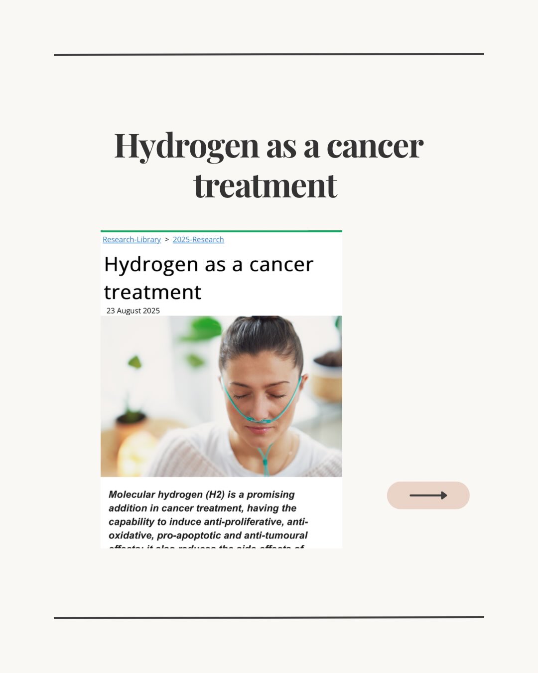 Hydrogen as a cancer treatment.
#hydrogen
#hydrogenwater
#hydrogeninhalation
#h2
#cancertreatment
