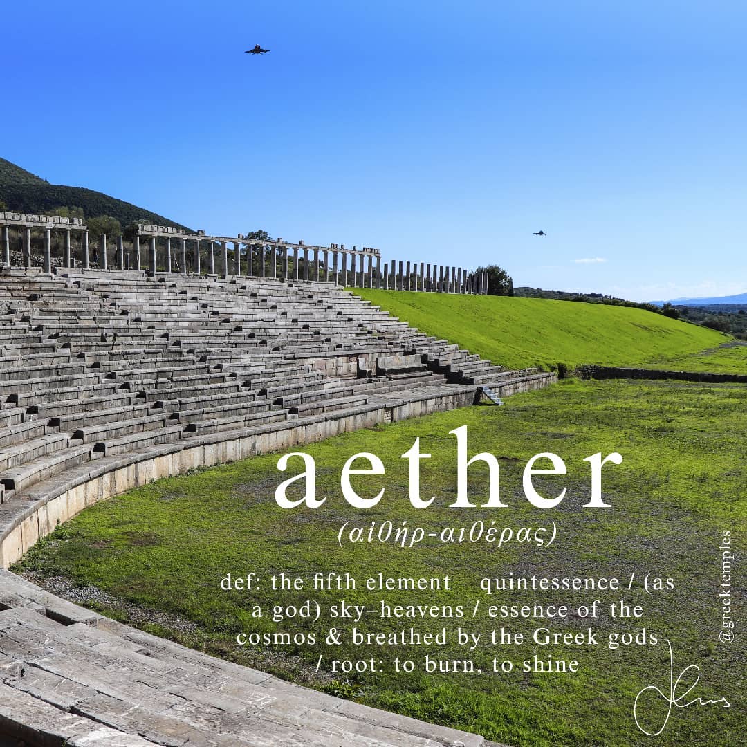 ✏📝📸 F16's Low Fly Over This Incredible Stadium at Ancient Messene Shaking the Valley & Myths! From Plato’s dialogue “Timaeus” (360 BC) who refers to a new unknown element known as “aether” and Aristotle’s “On the Heavens” (350 BC) who mentions a fifth element that solely exists in the cosmos the word “aether” would capture the world’s imagination for beyond 2000 years! This magical fifth element was believed to be the invisible building matter of giant cosmic orbs on which planets and stars were “fixed” on (like cloves on an orange) and accounted for their observed rotation!
◾◾◾
Photographing this stunning stadium, I was ambushed by roaring F-16s flying especially low and could feel the vibration of the soundwaves on my chest! The valley lit up with howling animals and animated the imagination for at least 10 minutes reminding me of a common greek phrase to describe fighter jets in flight. The phrase is: "σκίζουν τους αιθέρες" that translates into: "ripping the heavens - the sky". The actual word used, however, is not "ουρανός - sky" but rather "αιθέρες - aethers" referencing ancient Greek mythology. In Greek mythology Aether is the son of Erebus & Nyx and is the primordial “god of light and the bright, blue ether of the heavens”. Keep in mind Aether’s mother Nyx primeval goddess of the night is both much older and much stronger than Zeus who feared her! The unique contrast of the immobile ancient marble ruins and the 2,000km/hr racing F16s inspired me to write this post!
◾◾◾
I do feel the word is gaining popularity again from unexpected sources such as the well-known cryptocurrency (Ether–Ethereum) and via the Marvel Cinematic Universe (Aether–Reality Infinity Stone). What are your thoughts?
◾◾◾
❗Read More : www.greektemplesnow.com
◾◾◾
❗Date of Visit: Oct 21, 2021
◾◾ ◾
#wanderlust #picoftheday #photooftheday #architecture #ancientmessini #greektemples #ig_greece #plato #travelblog #travelgram #aristotle #goexplore #travelphotography #discovergreece #greekbloggers #aether #greece_all #greece_is_awesome #ancientmessini #stadium #go_explore_greece #inspiration #ancientmessene #canongreece #greece2021 #f16 #words #ancientgreek #definition #peloponnese