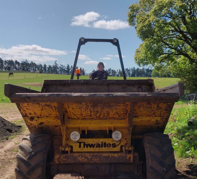"Who needs Tonka toys when you have the real thing" just don't tell mum. :-)