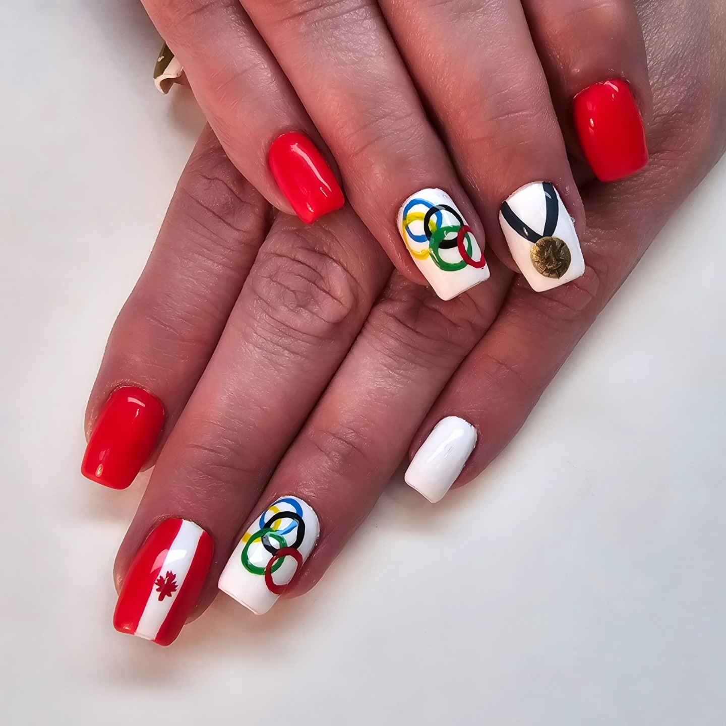 Let's go Canada!!! #olympics2024 #yegnails #gelnails #uglyducklingnails