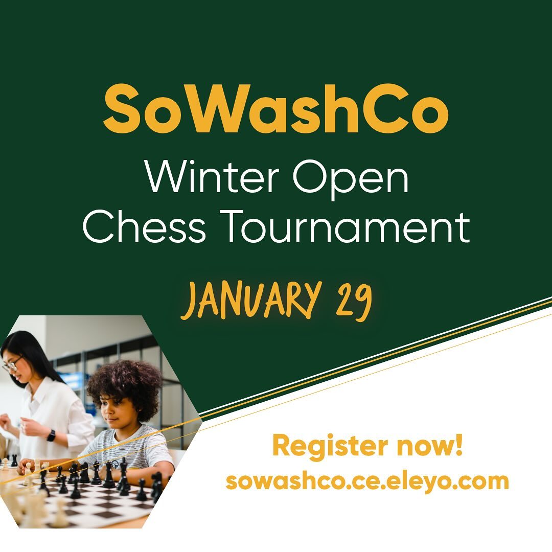 Tournament alert! ♟️🏆
Monday the 29th, we’ll be in Cottage Grove for the SoWashCo Open Chess Tournament!Join us for a morning of chess competition. Open to 1st–12th graders, experienced and first-timers. Sign up at SoWashCo.ce.eleyo.com!
Visit csgame.org for more tournament details.
#CSGAEnrichment #ChessTournaments #SoWashCo #SoWashCoCE