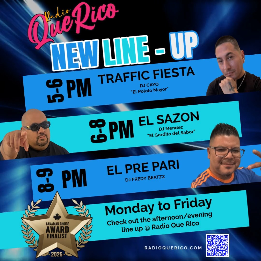 Check out Ottawa's #1 Latin Radio Station!!! desde las 5 de la tarde de Lunes a Viernes ven y disfruta de las mejor musica Tropical /Latina Urbana/ y de Fiesta!!!
#latinradio #radioquerico #ottawaisnotboring #músicalatina #moviendolacadera
https://radioquerico.radio12345.com/